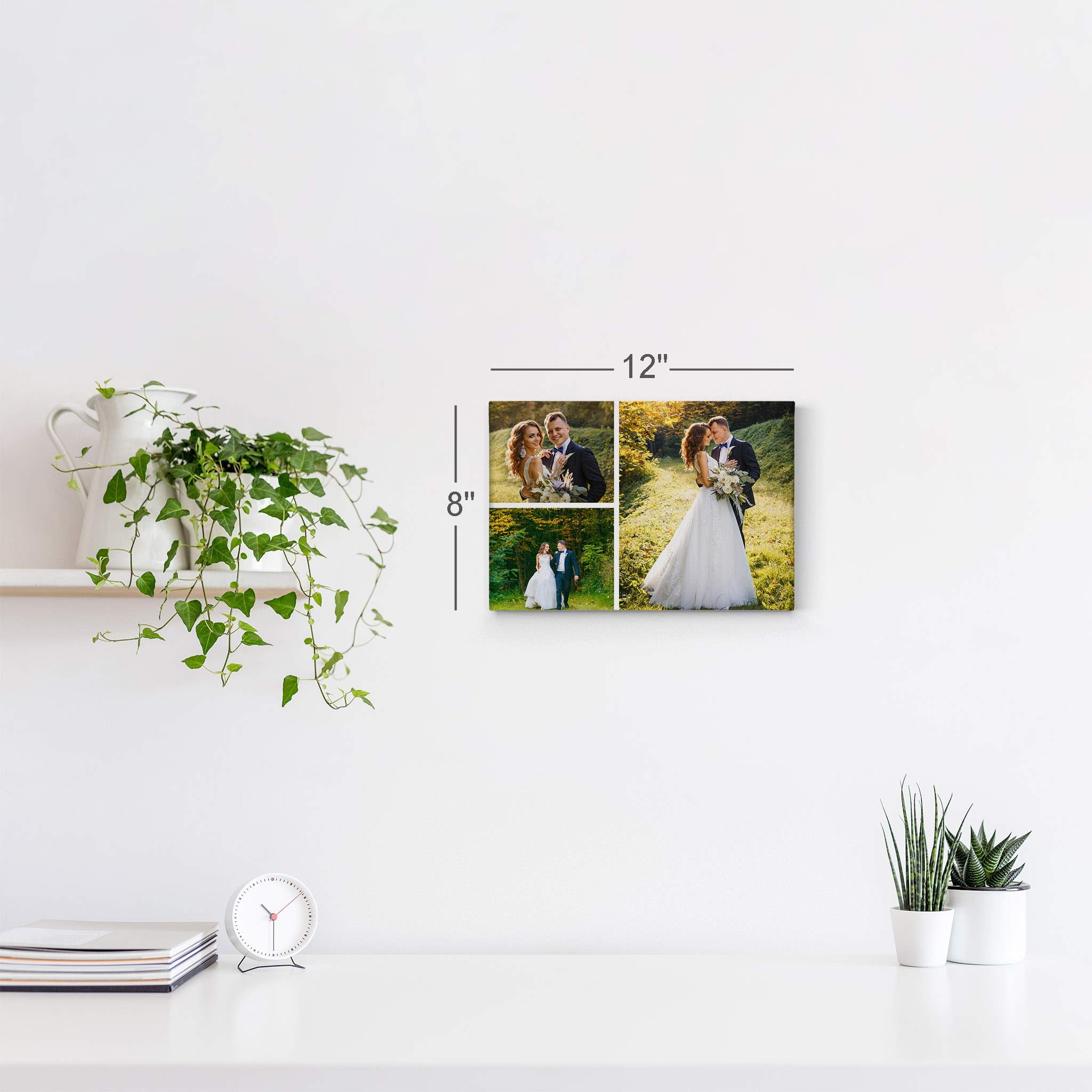 Smile Art Design 3 Images Collage Picture Custom Canvas Print with your Photos Personalized Photo Custom Photo Prints Personalized Gifts for men Wedding Gift Bacheloratte Decorations - 8x12 inches