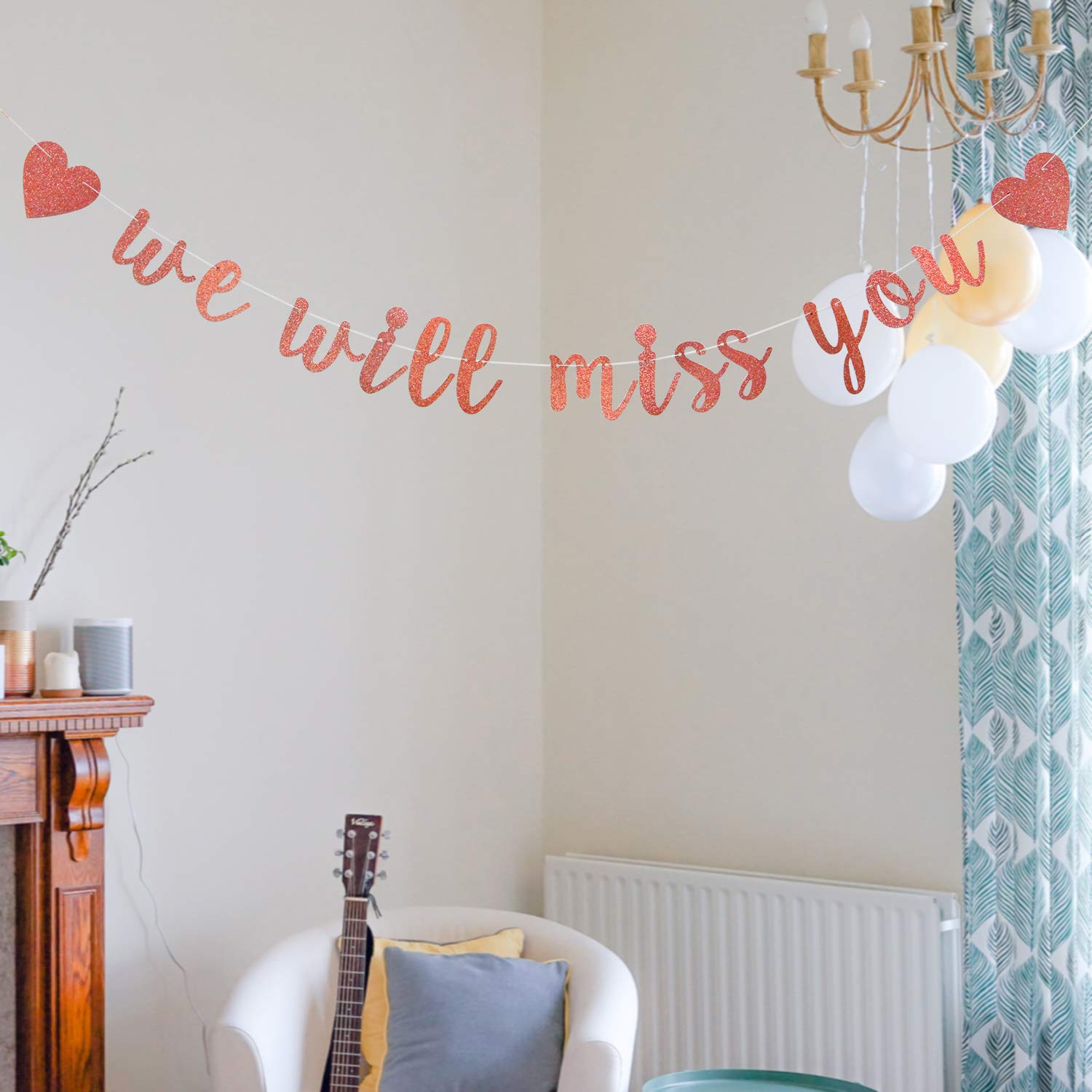 Rose Gold Glitter We Will Miss You Banner-Retirement Party Decorations Sign-Going Away Party Decor-Farewell Party Decorations-Of