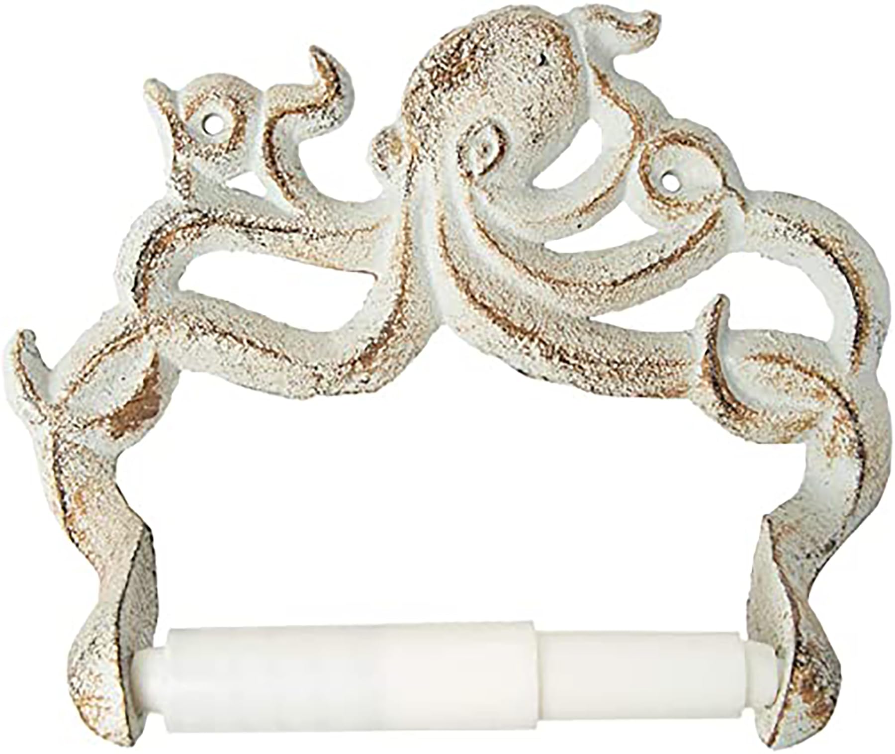 Decorative Cast Iron Octopus Toilet Paper Roll Holder - Wall Mounted Octopus D  cor for Bathroom - Kraken, Nautical Bathroom Acc