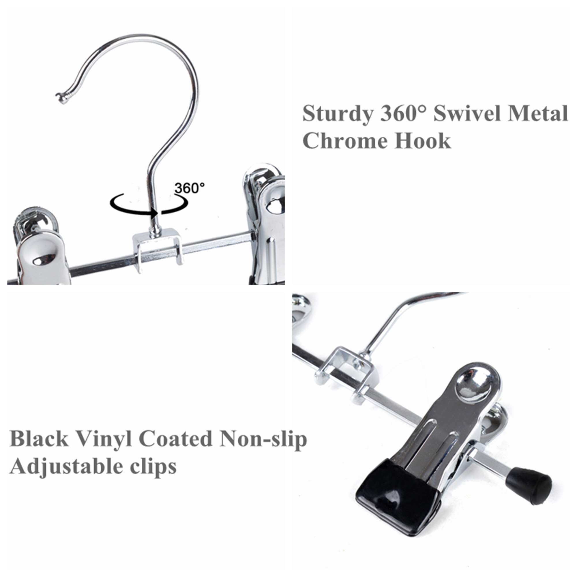 Amber Home 20 Pack 6'' Metal Boots Hangers With 2 Adjustable Clips, Portable Multifunctional Hangers Space Saving For Socks Hats