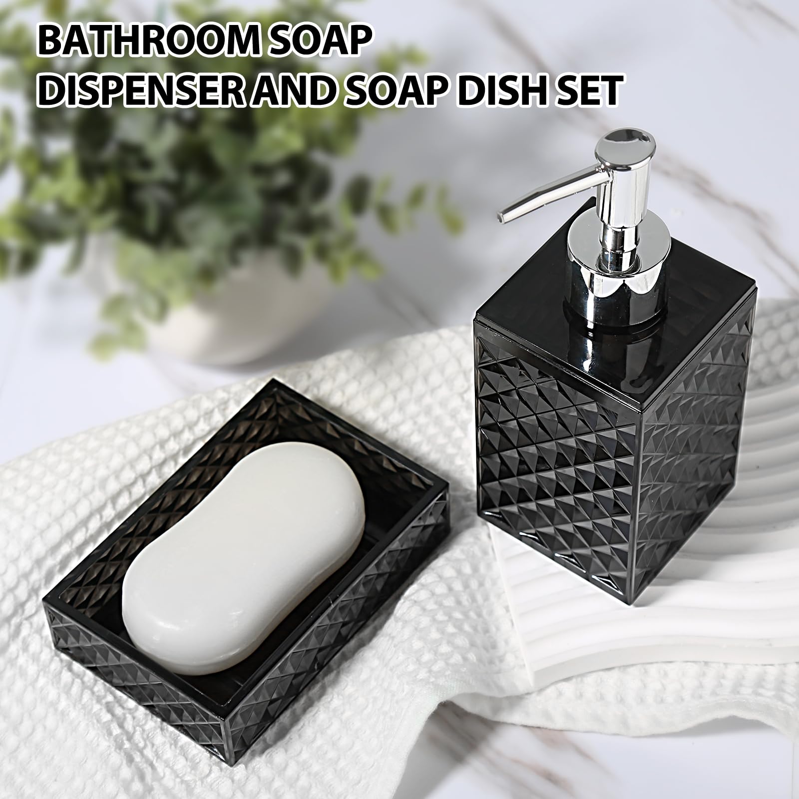 Rytoxilo Black Bathroom Accessories Set, 4 Pack Matte Black Bath Accessory Sets Complete, Acrylic Soap Dispenser And Toothbrush