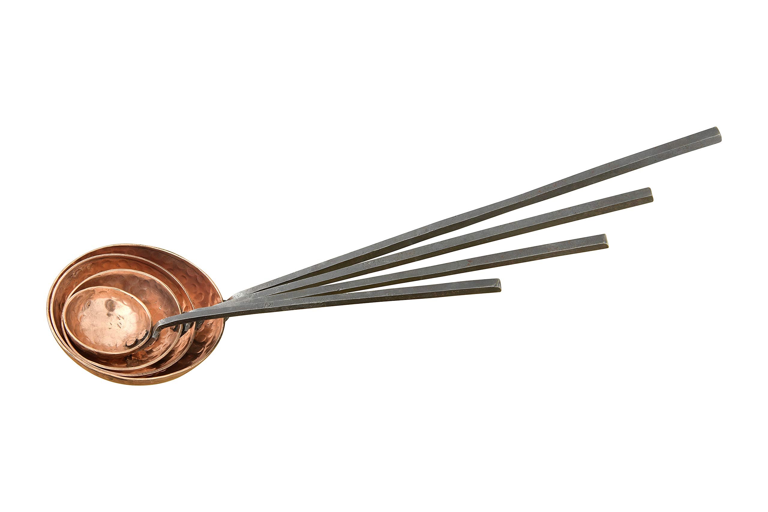 Creative CoOp Farmhouse Textured Copper Ladles with Metal Handles, Set of 4 Sizes in Drawstring Bag