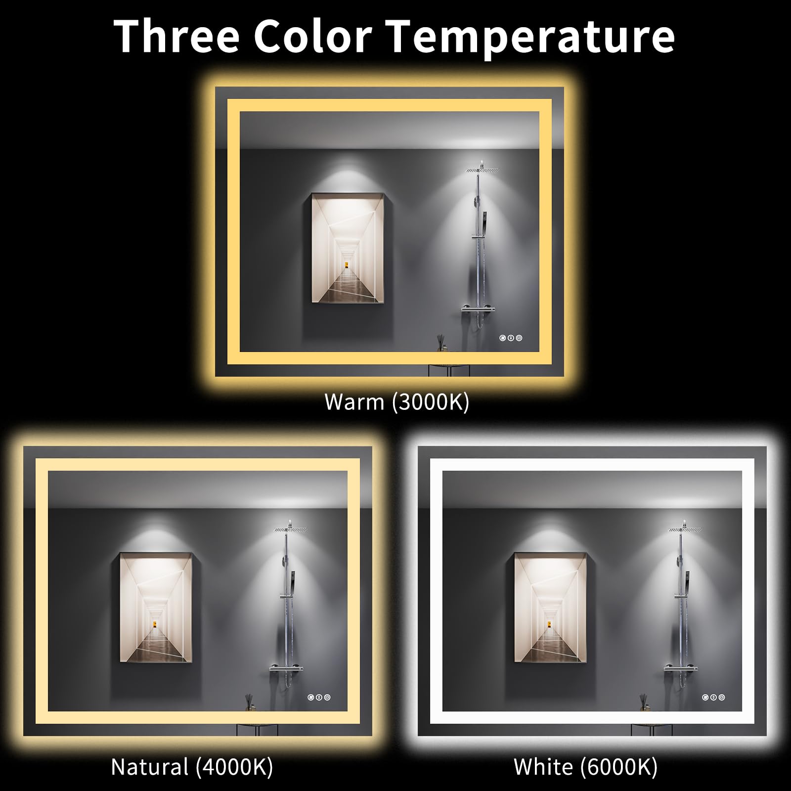 Loaao 48''X40'' Led Bathroom Mirror With Lights, Anti-Fog, Dimmable, Backlit + Front Lit, Lighted Bathroom Vanity Mirror For Wal