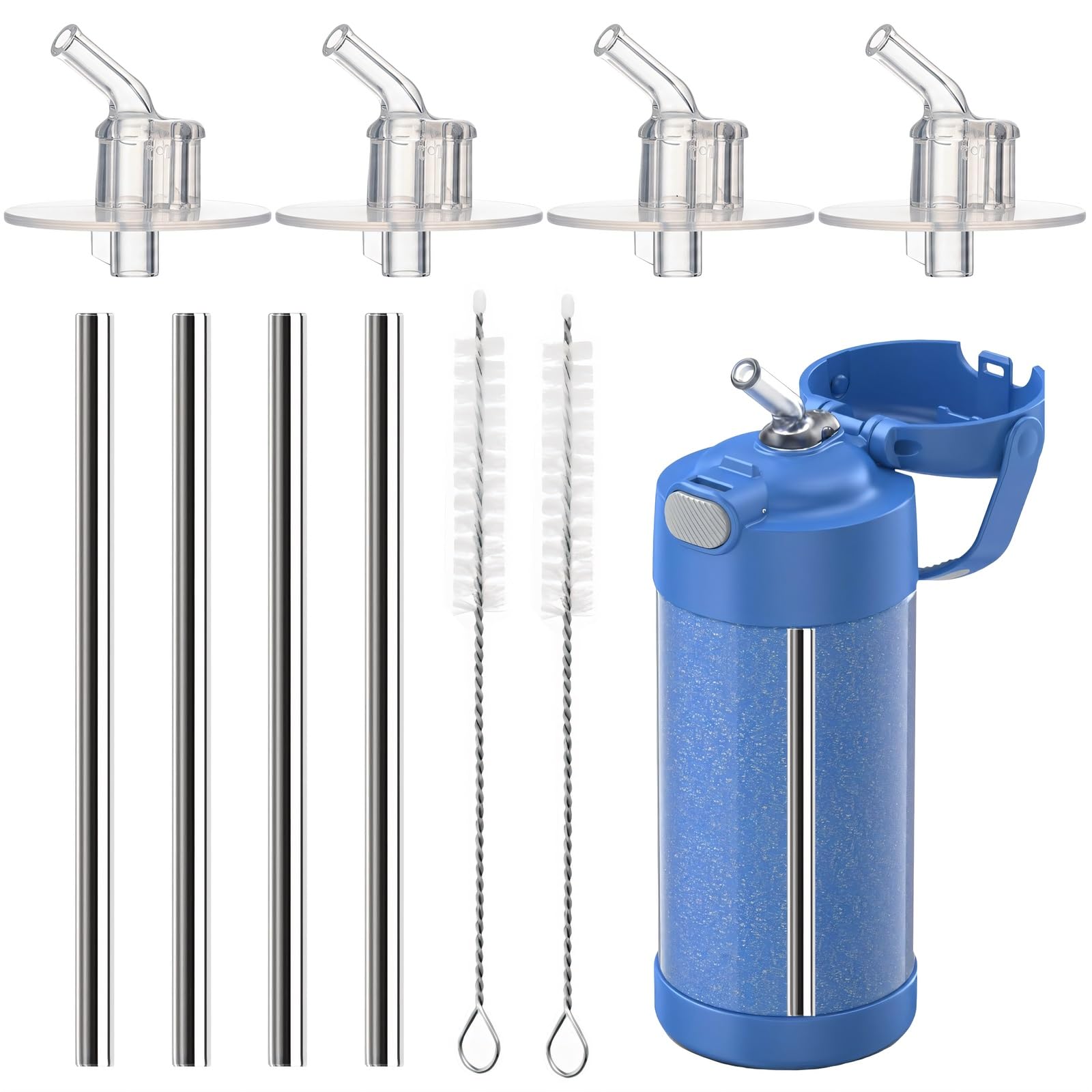 Metal Straws for Thermos Funtainer 12 oz Bottle, Reusable Replacement Parts