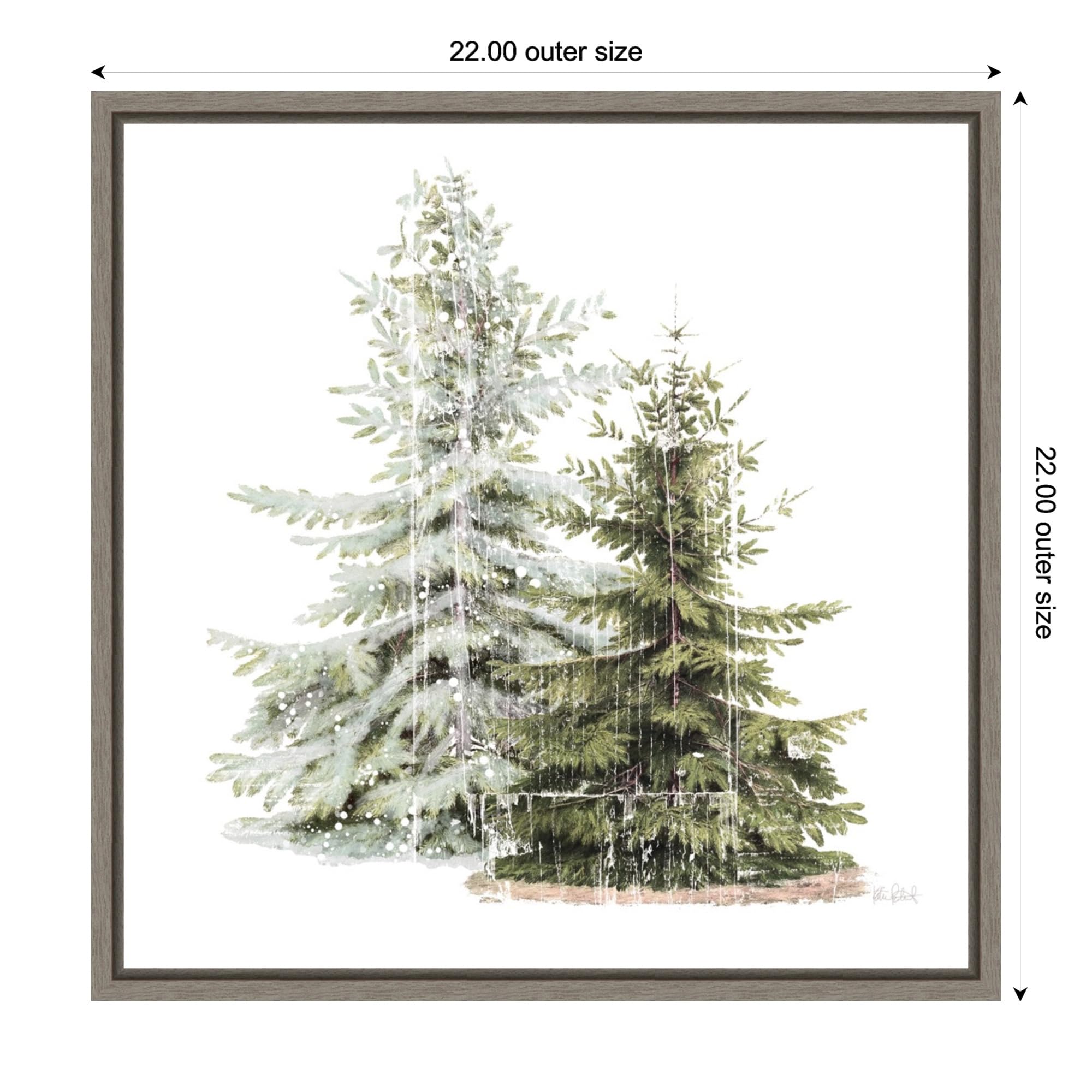 Amanti Art Framed Canvas Wall Art 22X22 Vintage Wooded Holiday Trees In Snow By Katie Pertiet, Framed Wall Art Canvas, Landscape
