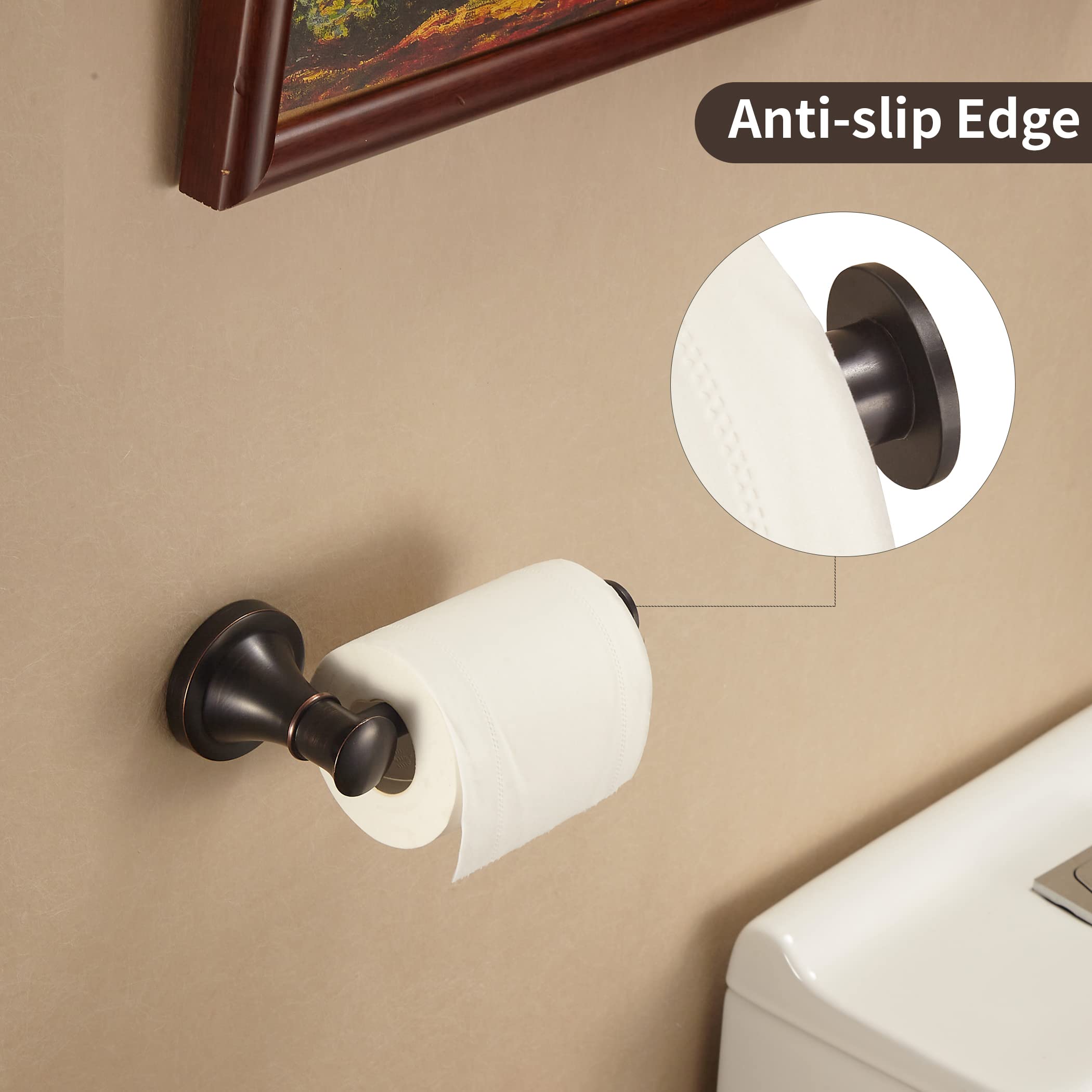 Wolibeer Oil Rubbed Bronze Toilet Paper Holder, Rustic Towel Holder 2 Pieces Set Farmhouse Hand Towel Ring Orb Tissue Roll Paper