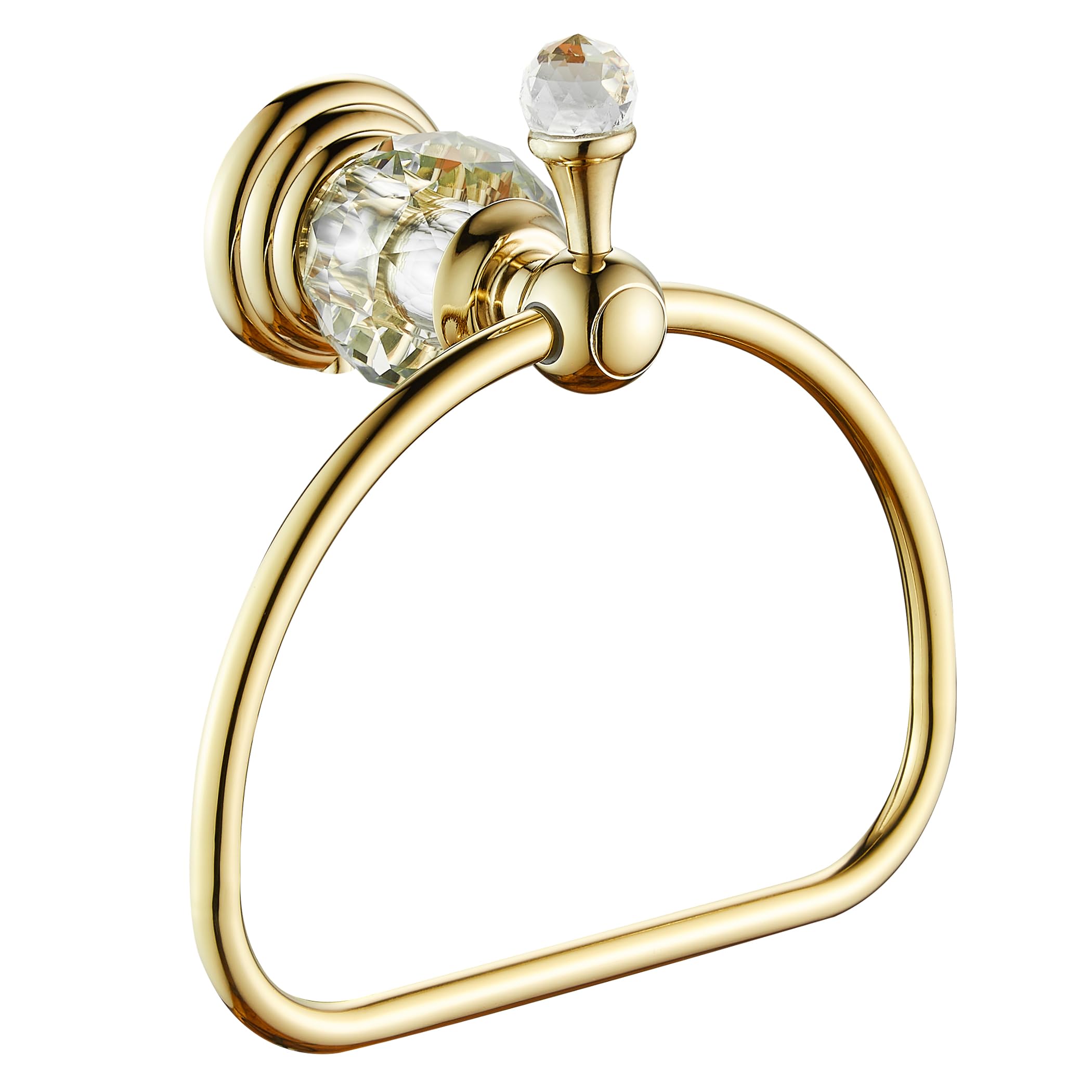 WOLIBEER Gold Towel Ring, Hand Towel Holder for Bathroom,Crystal Towel Holder, Round Hand Towel Ring Wall Mounted.