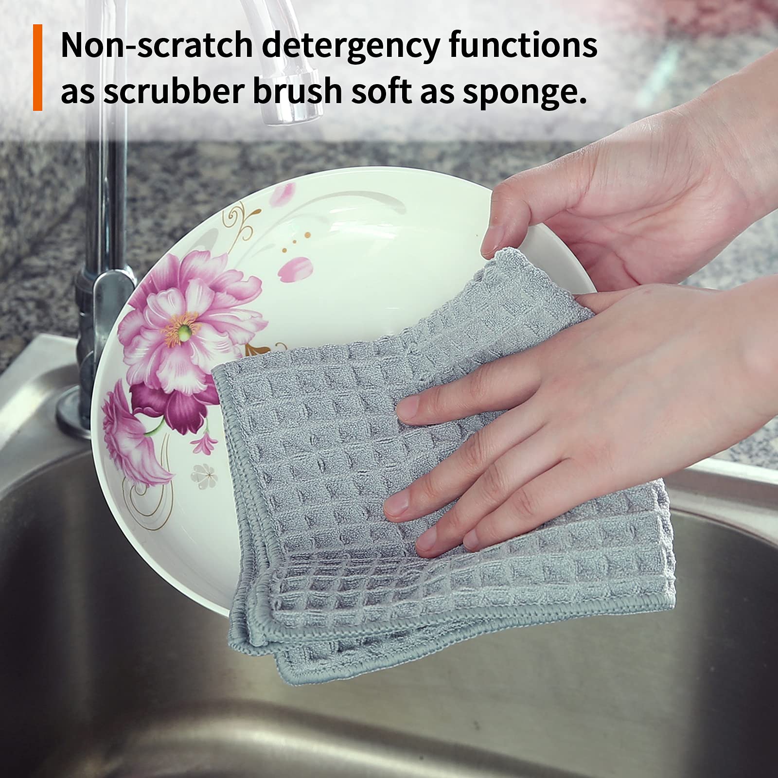Homaxy Premium Microfber Wafle Weave Kitchen Dish Cloths, 12 X 12 Inch Ultra Absorbent And Solid Color Dish Towels For Kitchen F