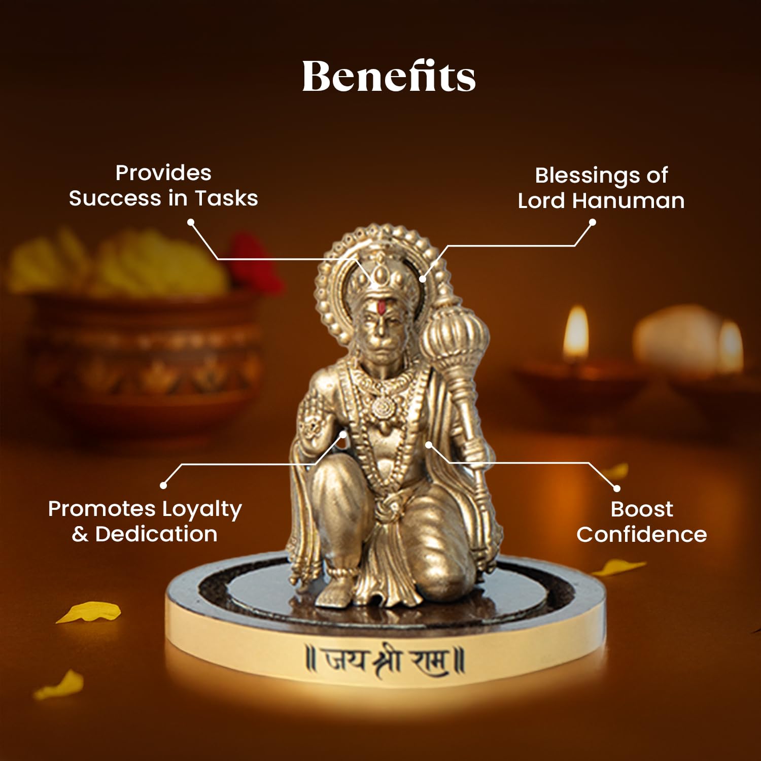 Astrotalk Resin Sankat Mochan Hanuman Murti | Hanuman Idol for Car, Home, & Mandir | Removes Obstacles, Brings Peace & Protection | 3D Printed Hanuman Ji Ki Murti in Borosilicate Dome, Gold