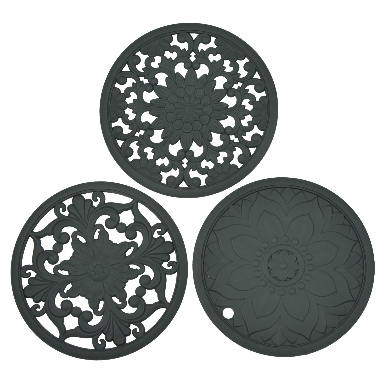 Asfec Silicone Trivet Mat,Set Of 3 Heat Resistant Trivet For Hot Dishes Trivets For Hots Pots And Pans,Trivet Flexible Non Slip