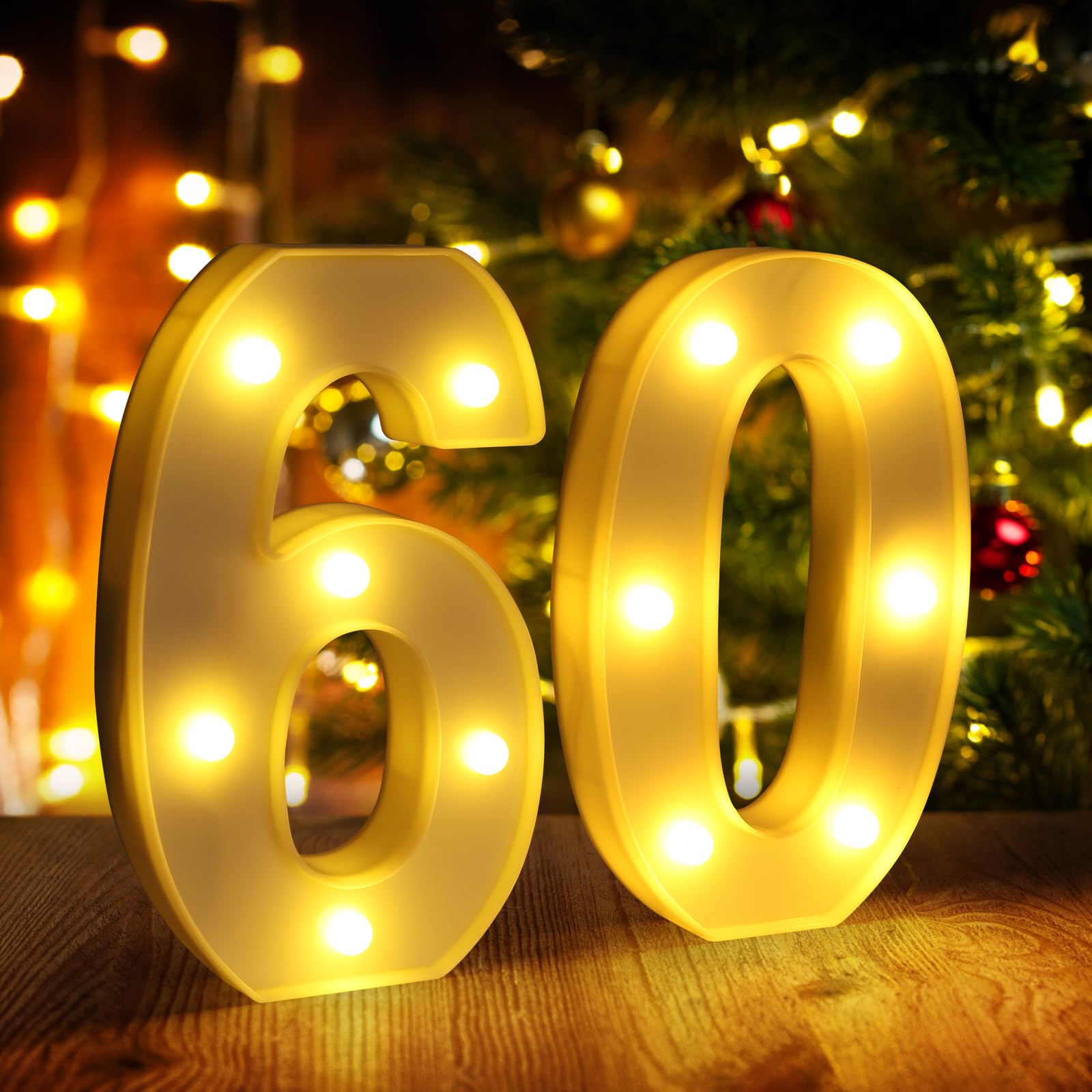 60th Birthday Decorations for Women Men,Happy 60 Birthday Decorations for Centerpieces Table,60 Light Up Numbers Sign Led for Pa