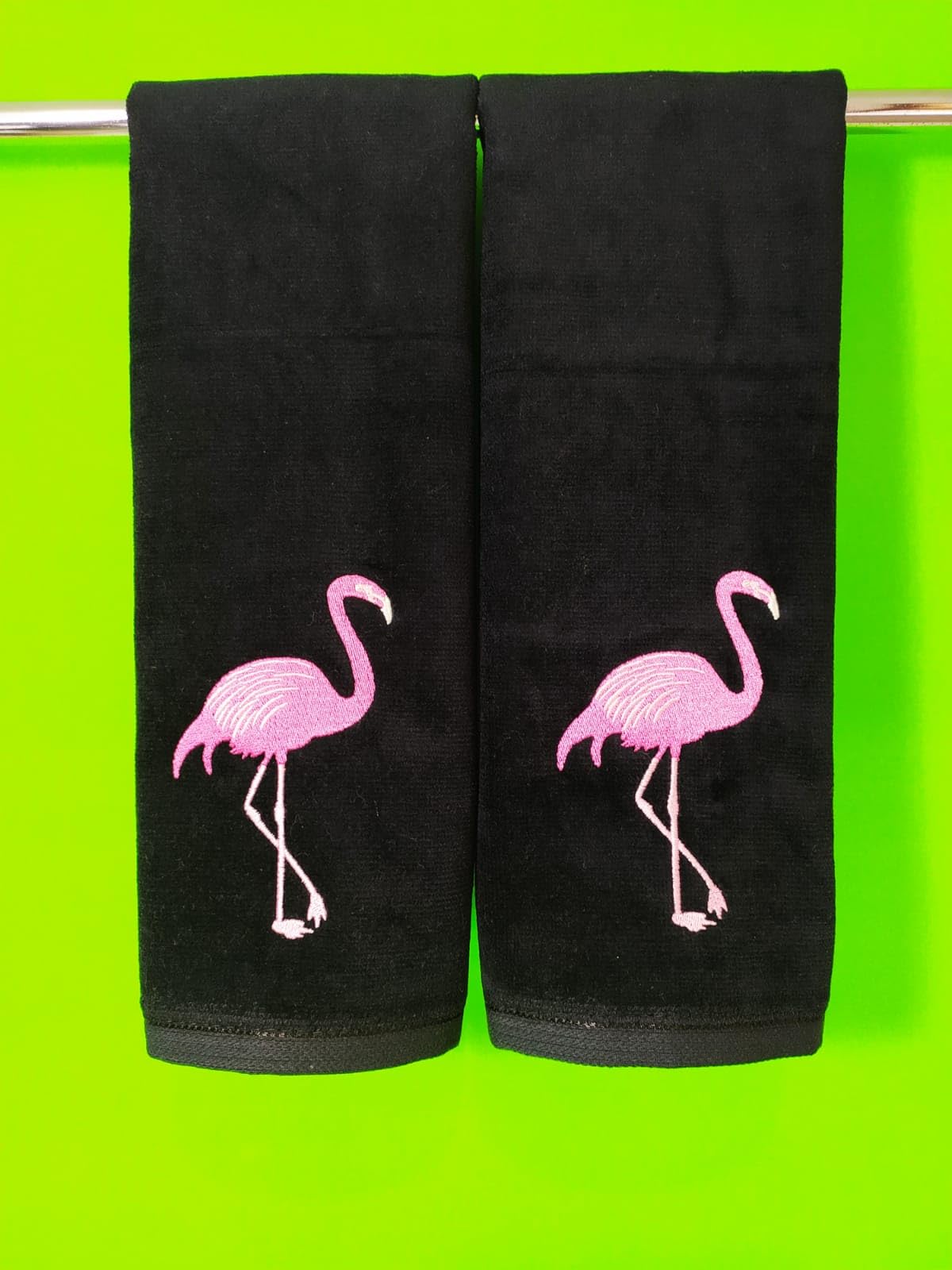2 Pack Hot Pink Filamingo Hand Towels, 100% Soft Cotton, Basket Stuffers, (12X20 Inches) Decor Hand Towels Gift Packed, Decorati
