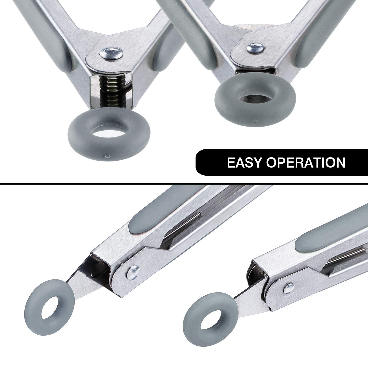 Msy Bigsunny Kitchen Food Tongs - 7'' Mini Silicone Serving Tongs - Set Of 3 (Gray)