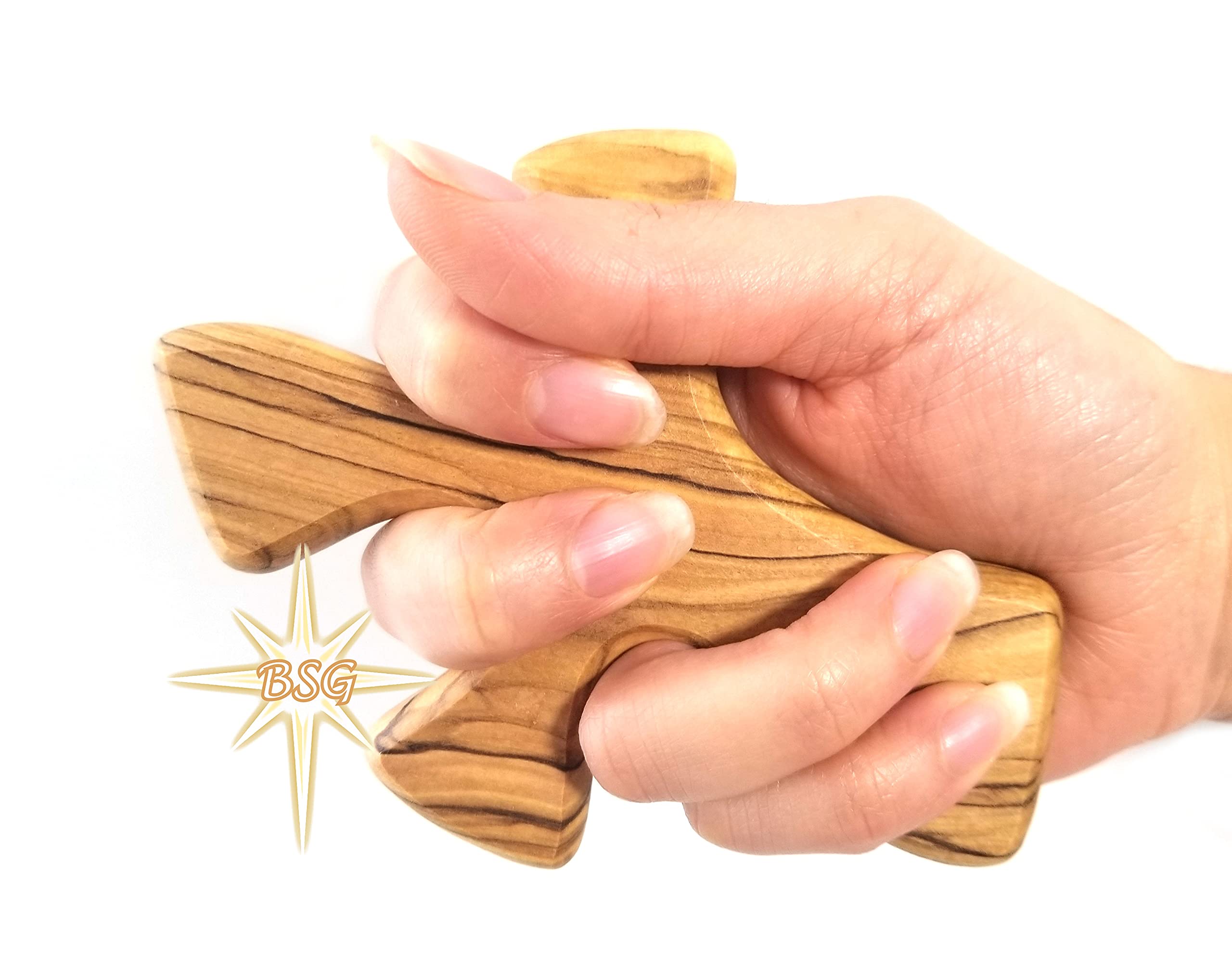 Dacaret Factory Healing Cross | Olive wood | 5 fits in the hand for praying | Confirmation, First Communion Gifts | Loss of a 