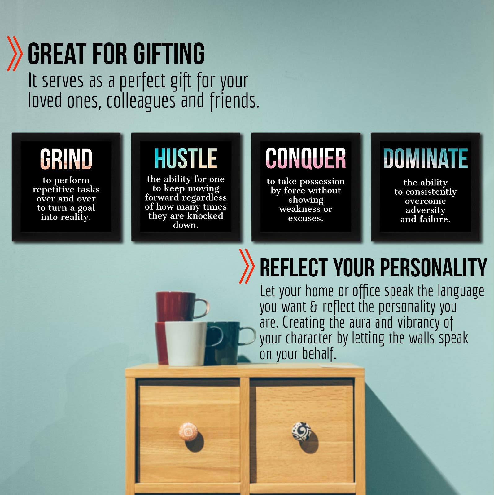 Interio Crafts Motivational Posters for Wall Decor (Set of 4 set 3)