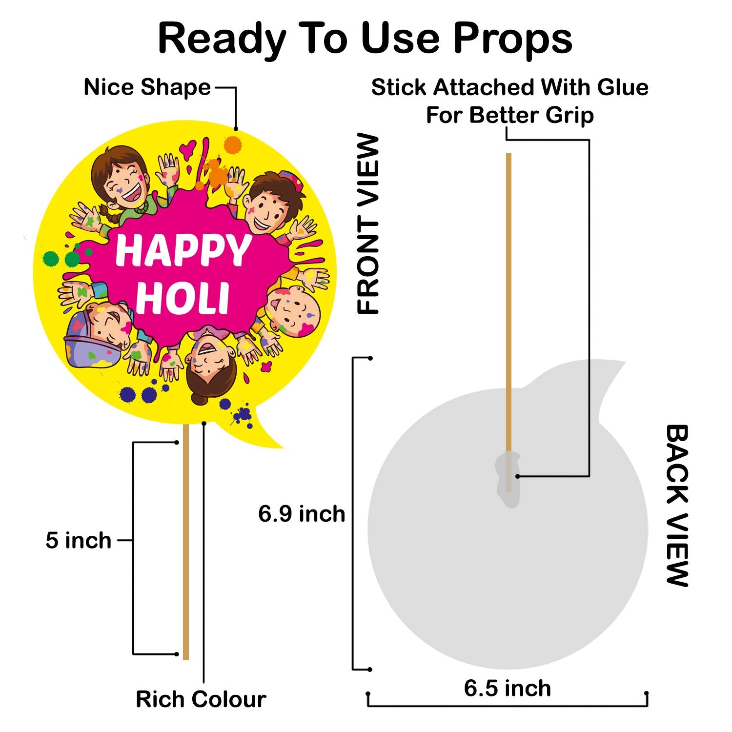 Zyozique 20 Pcs Holi Photo Booth Props/Holi Props for Photoshoot/Happy Holi Paper Banner/Happy Holi Decoration for Holi Festival