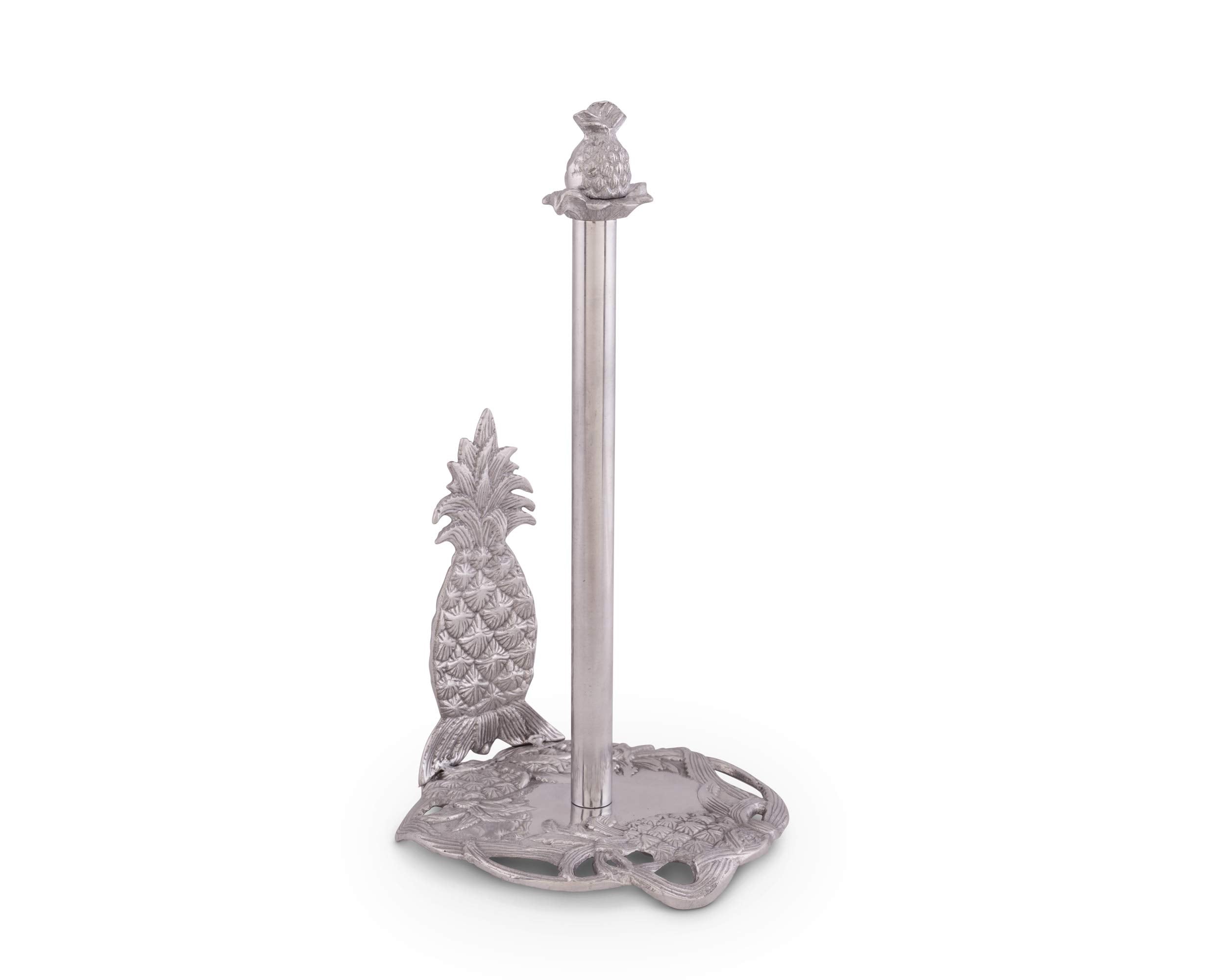 Arthur Court Pineapple Countertop Decorative Paper Towel Holder Aluminum Metal 14.5 Inch Standing Tall