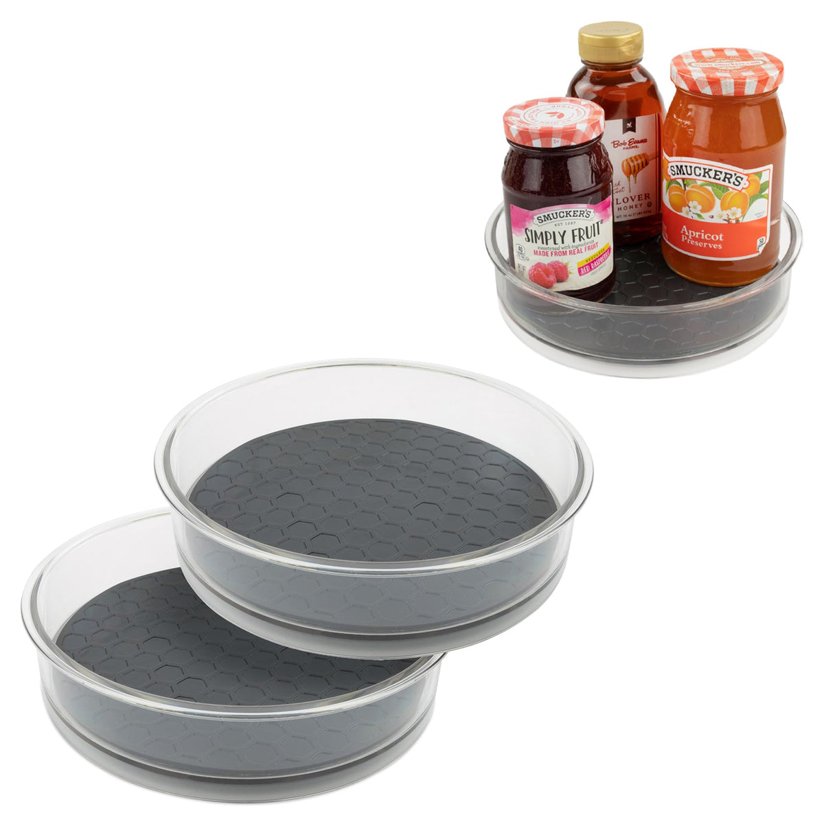 Spectrum Lazy Susan Organizer, Hexa Round Small (2-Pack) - Lazy Susan Turntable For Cabinet, Refrigerator, Pantry, Table, & Shel