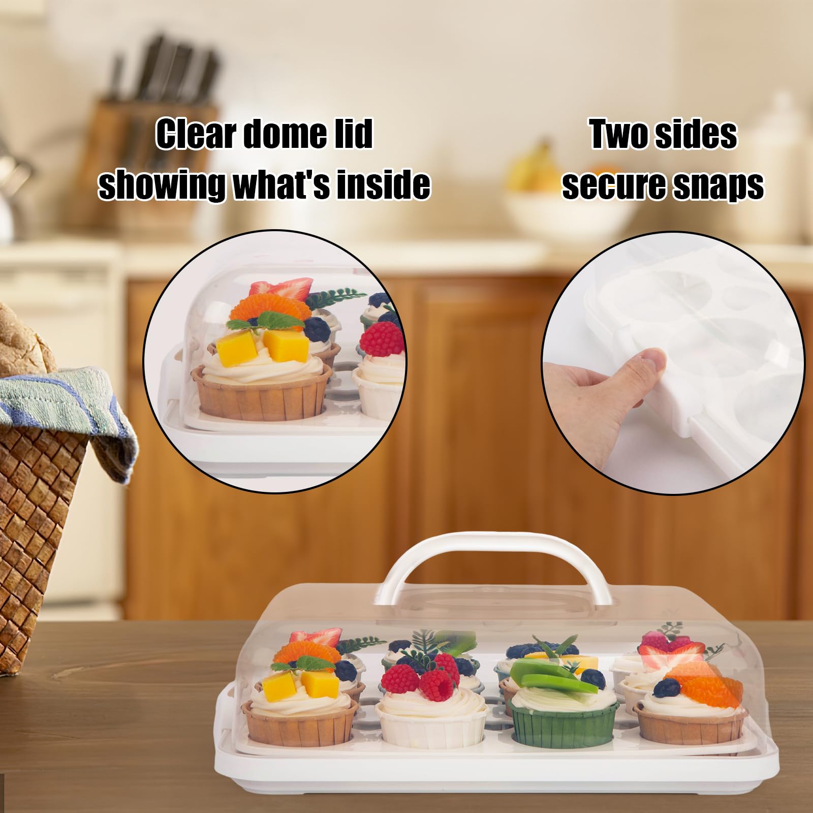 Vgoodall Cupcake Carrier With Lid, Cake Holder Cupcake Container For 12 Cupcakes 2 In 1 Portable Dessert Container For Cake Pie