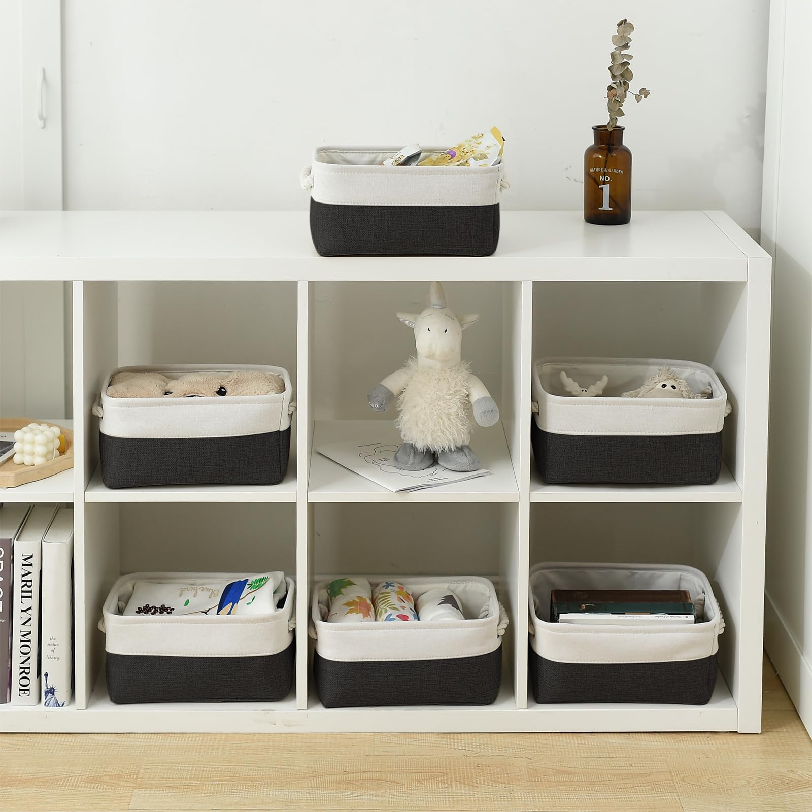 Thewarmhome Storage Bins For Shelves - 6 Pack 11.8X7.8X5.2 Inch Collapsible Storage Cubes, Basket For Gifts Empty Closet Organiz