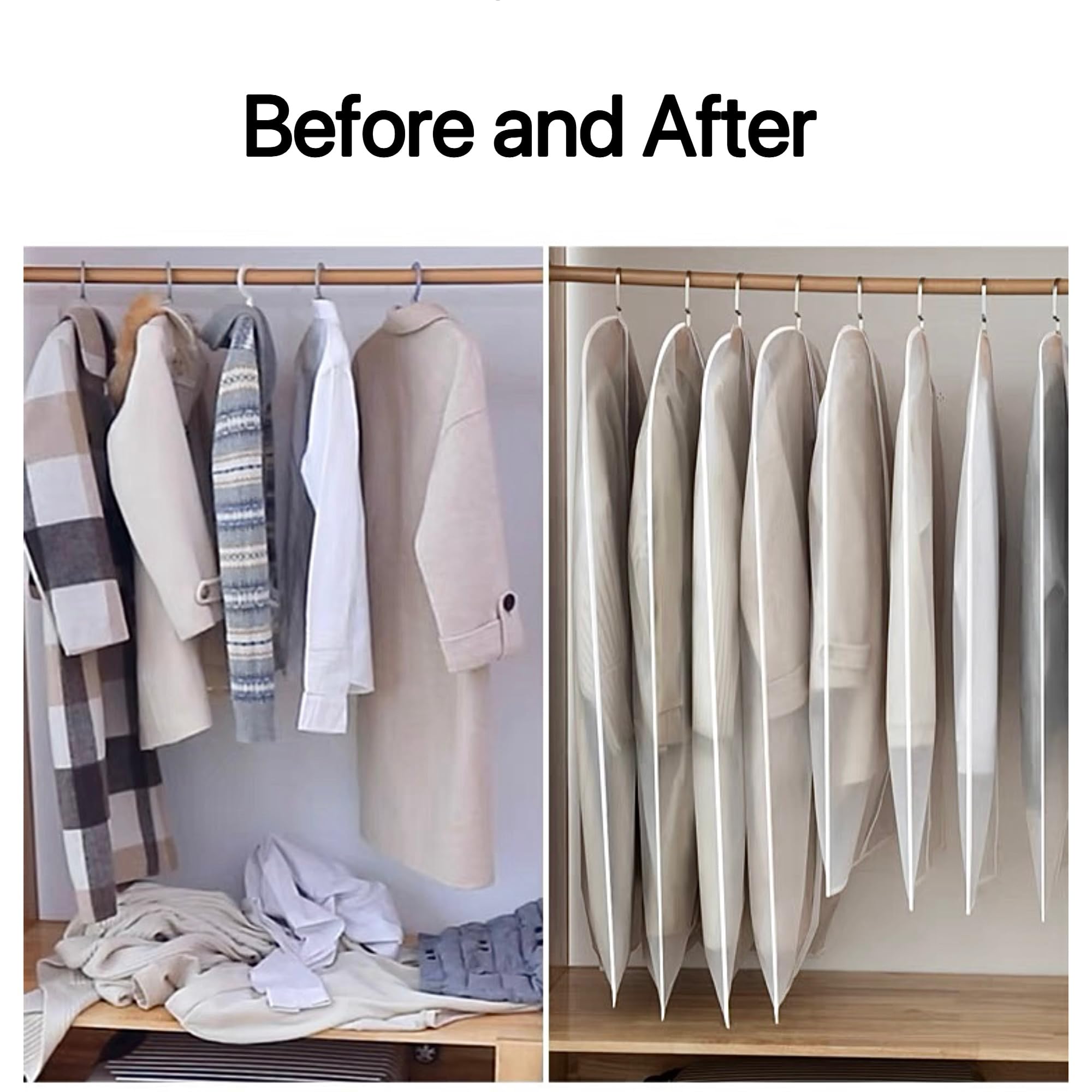 Maylmc 20 Pack Small Size Clear Garment Bags For Hanging Clothes With Full Zipper For Closet Storage, Clothes Cover For Hanging,