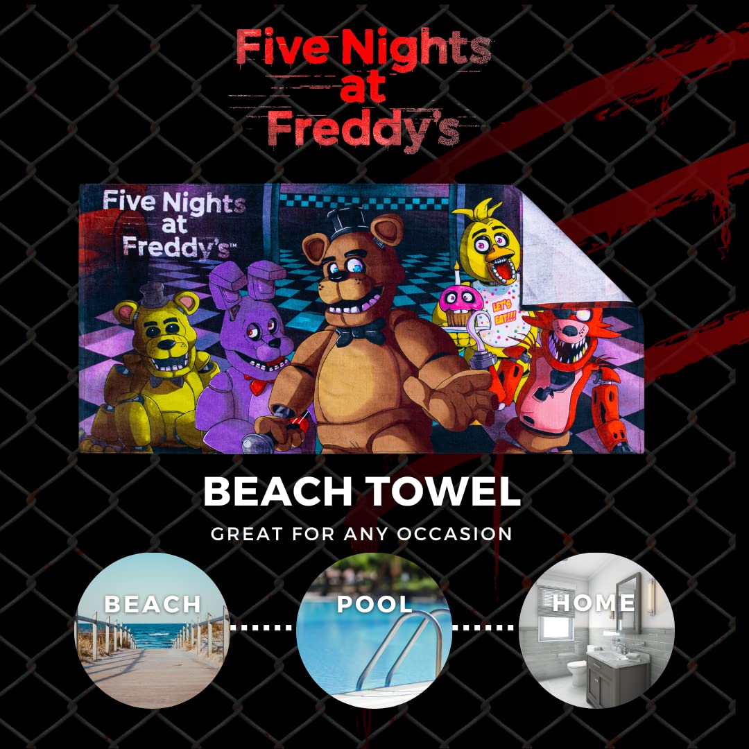 Franco Kids Super Soft Cotton Beach Towel, 58 in x 28 in, Five Nights At Freddys