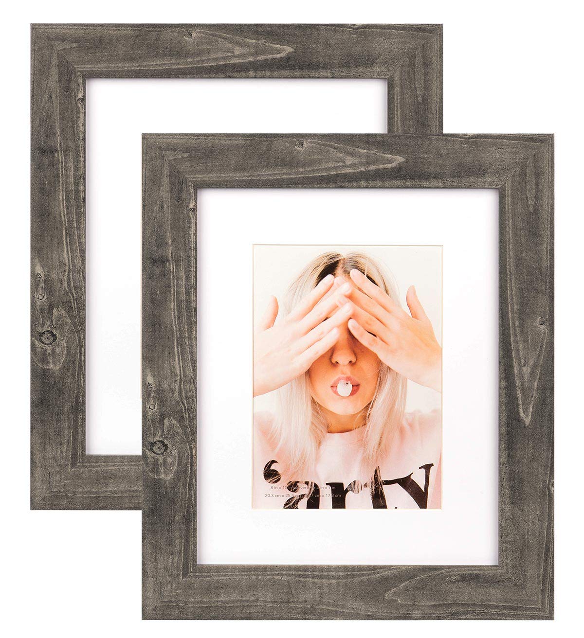 Scholartree Wide Molding 8x10 Picture Frames Display Picture 5x7 with Mat, HD Glass Inside Rustic Wooden Dark Brown Photo Frame 