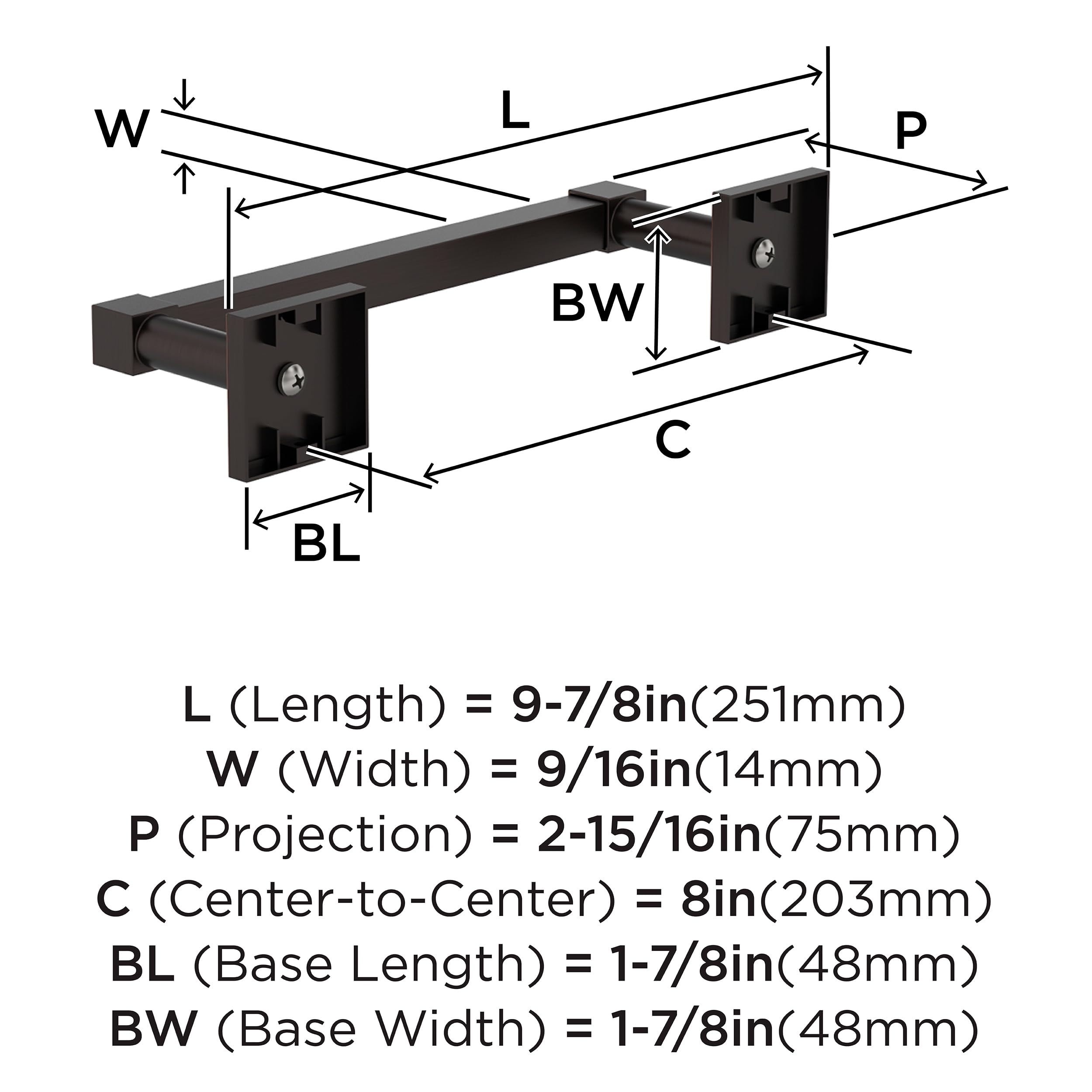 Amerock Appoint Oil-Rubbed Bronze 8 Inch (203Mm) Towel Bar, Bh36075Orb