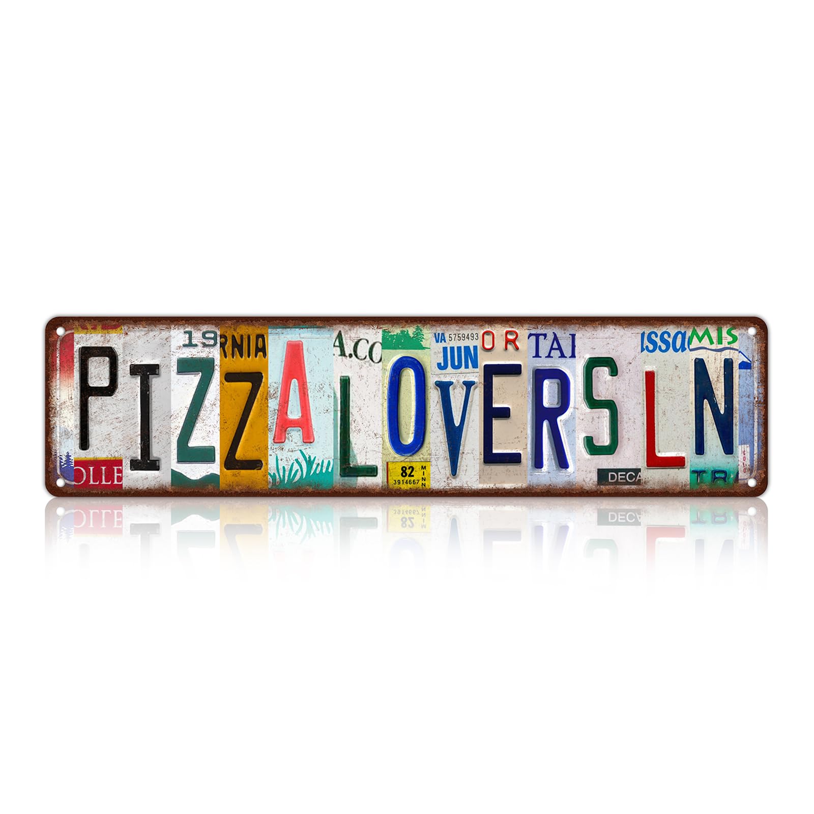 Vintage Pizza Lovers Ln Wall Decor Street Signs Home Bar Coffee Metal Tin Signs 16 x 4 Inches