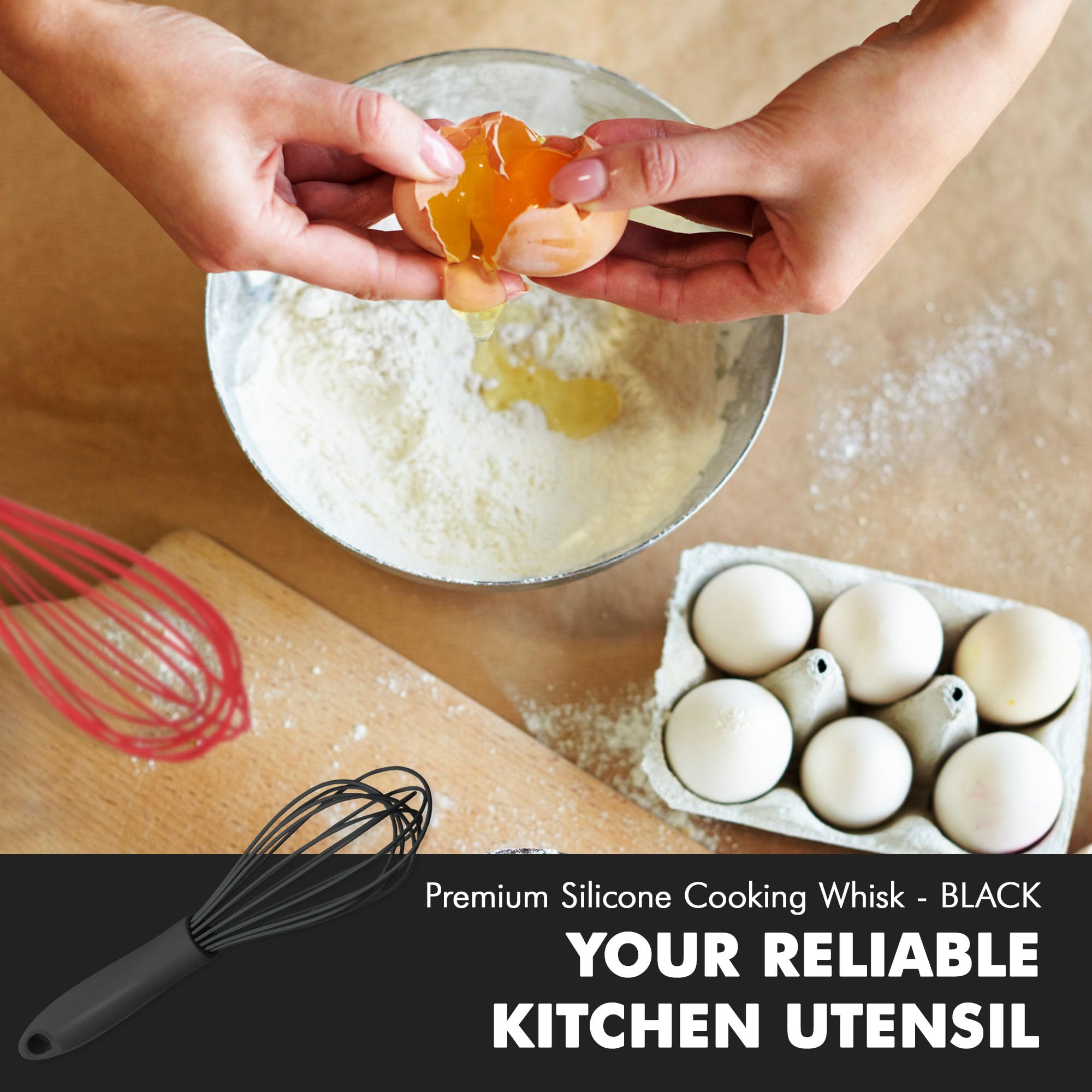 Chef Craft Premium Silicone Wire Cooking Whisk, 10.5 Inch, Black