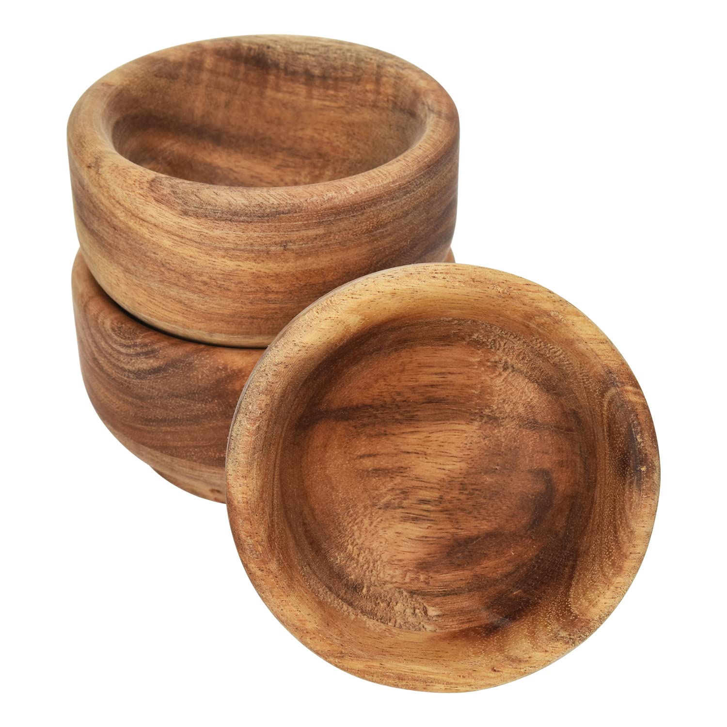 Rissetree Acaica Wood Condiment Cups Tiny Mini Pinch Bowls Cups, Dip Sauce, Nuts, Candy, Fruits, Appetizer, And Snacks,Dia 2-3/4
