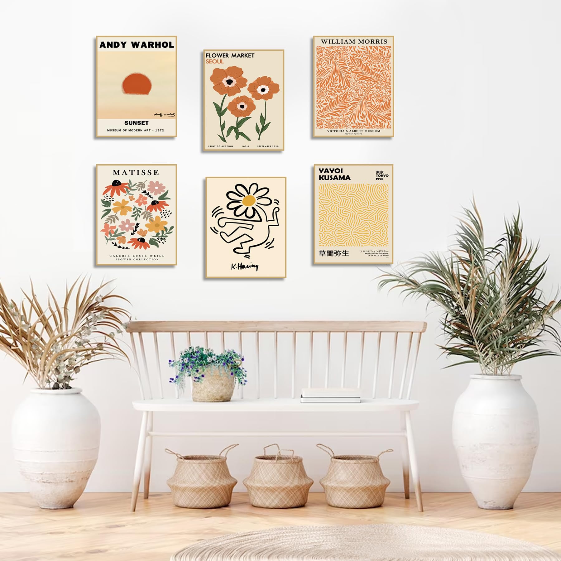 Matisse Wall Art Prints, Minimalist Flower Market Posters, Vintage Gallery Mix Exhibition Set Of Matisse Prints & William Morris