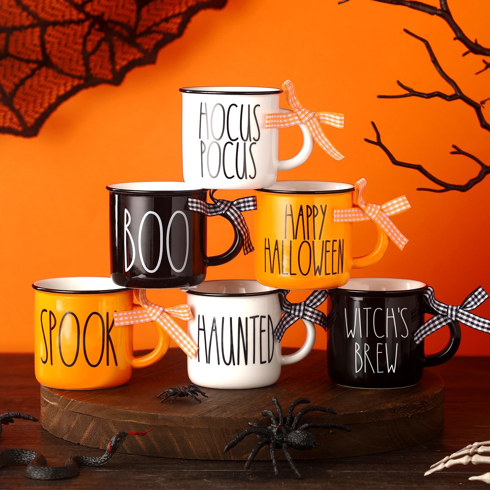 Suttmin 6 Halloween Mini Coffee Mugs Set Pumpkin Ghost Witch Coffee Cups