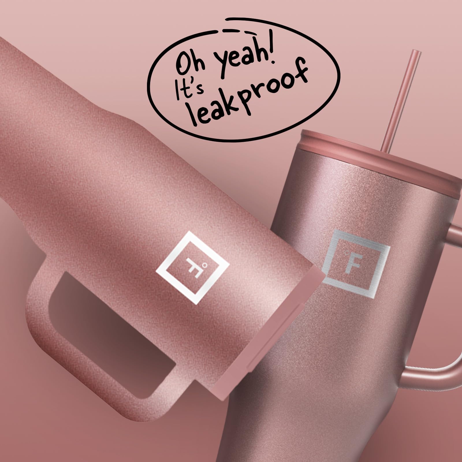 Iron Flask Co-Pilot Insulated Mug W/Straw & Flip Cap Lids - Cup Holder Bottle For Hot, Cold Drink - Leak-Proof - Water, Coffee P