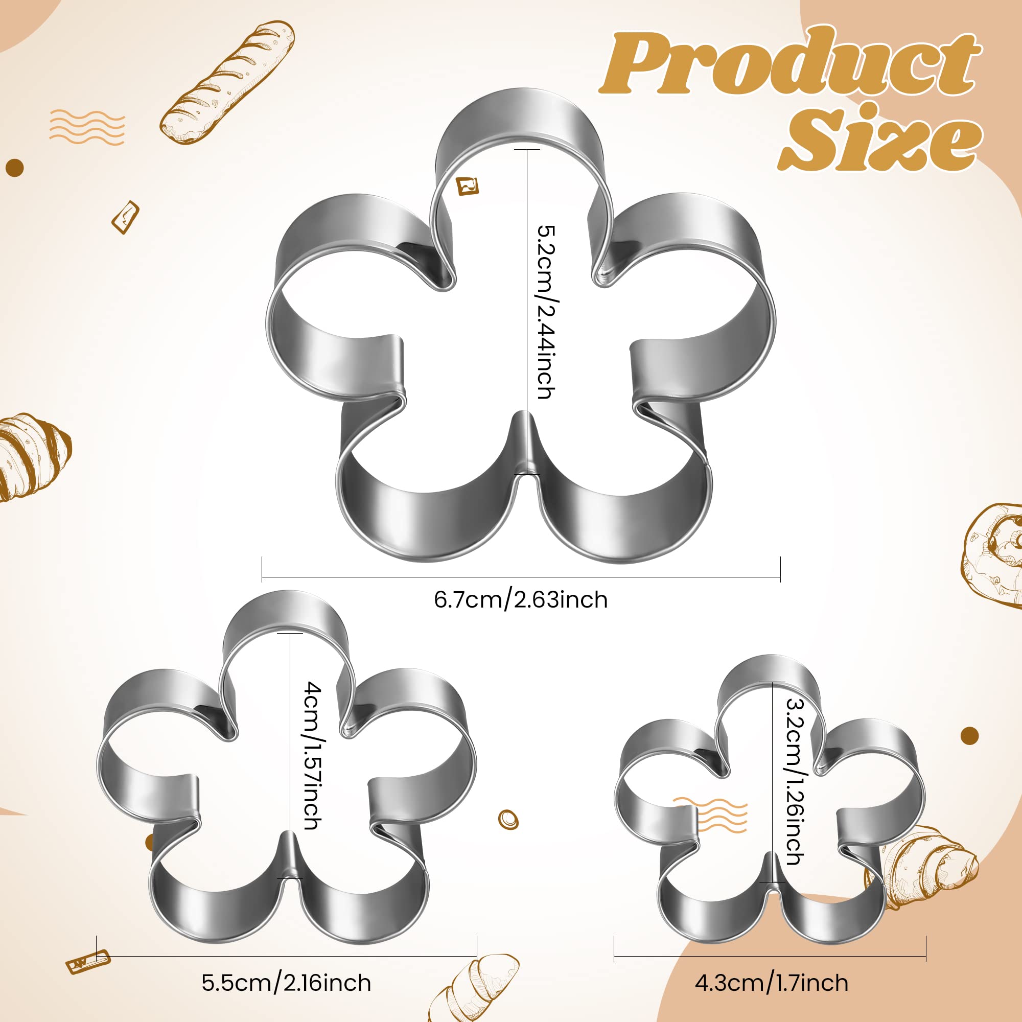 Icyang Stainless Steel Cookie Cutters For Kids Rose Petal Flower Shape Christmas Valentine'S Day Biscuit Fondant Diy Pastry Mold
