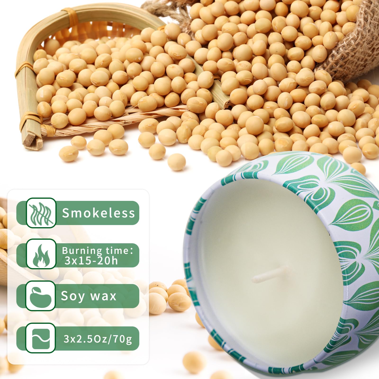 3 Pack Scented Candles Gift Set, 7.5 oz Candles for Home Scented Gifts Set Fresh Natural Soy Candles Gifts for Women for Ideal G