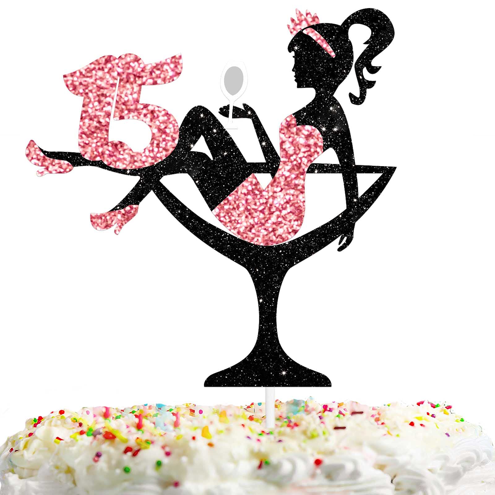 Sitting Girl Cake Topper Picks For Girl Lady 15 Quinceanera Birthday Makeup Spa Theme Party Decoration Supplies 15Th Silhouette