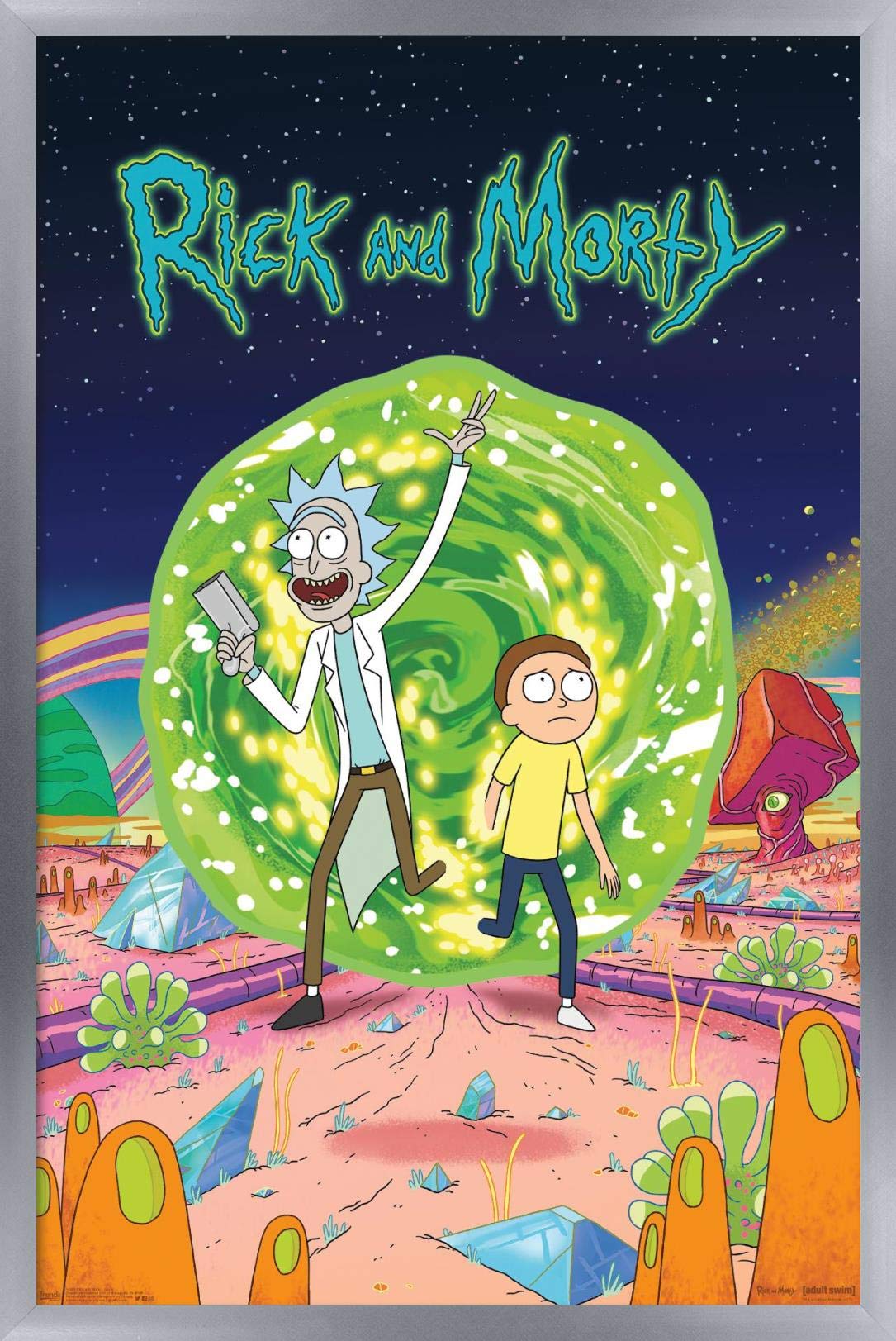 Trends International Rick And Morty - Cover Wall Poster, 14.725'' X 22.375'', Silver Framed Version