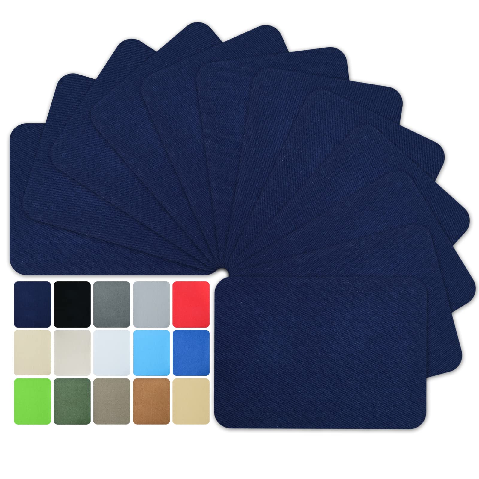 12 Pieces Iron-On Patches Premium Quality Fabric Inside  Outside Strongest Glue Hundred Percent Cotton Navy Blue Repair Decorati