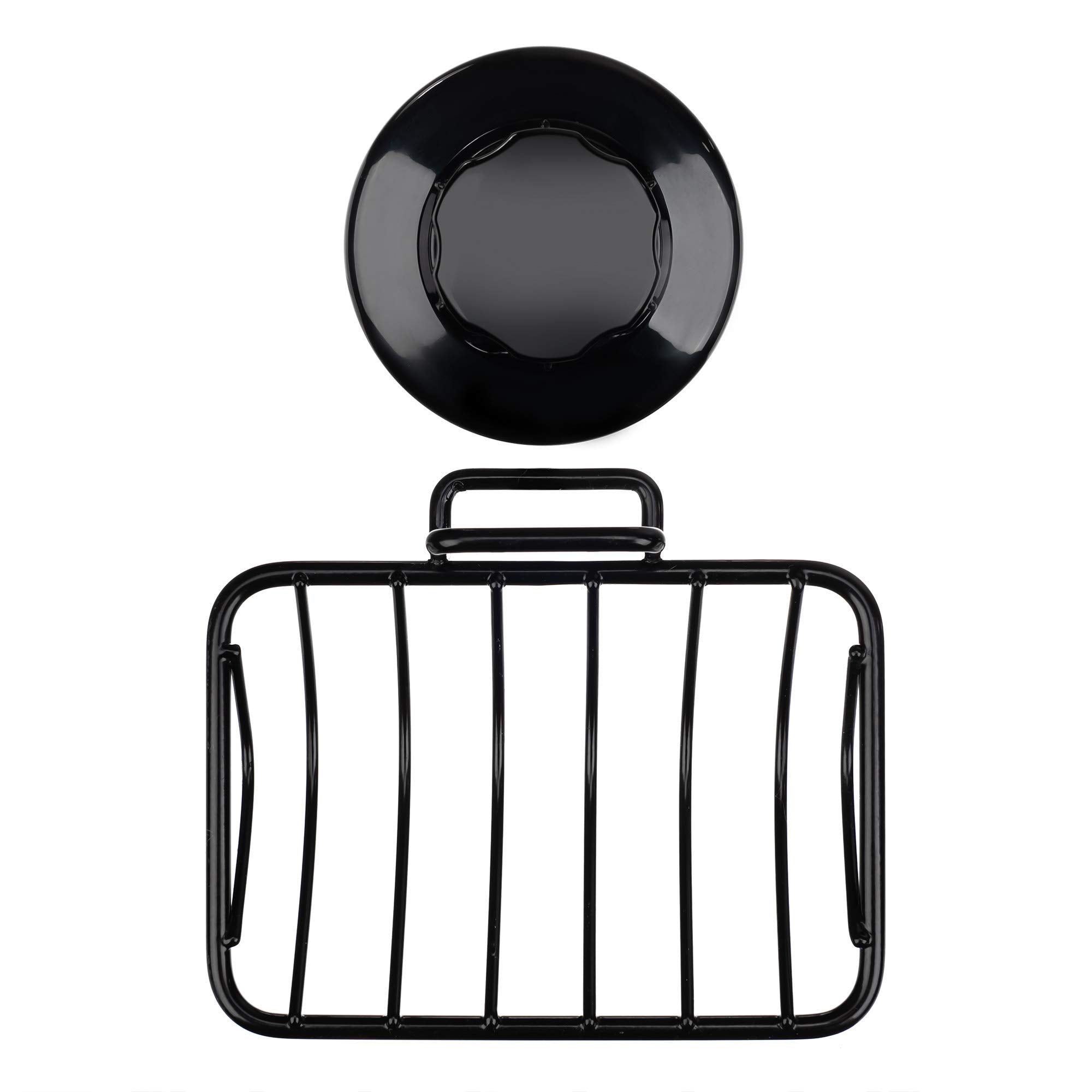 iPEGTOP Super Powerful Vacuum Suction Cup Shower Soap Dish - Strong Rustproof Stainless Steel Soap Saver Sponge Holder for Bathroom & Kitchen Sink  Black