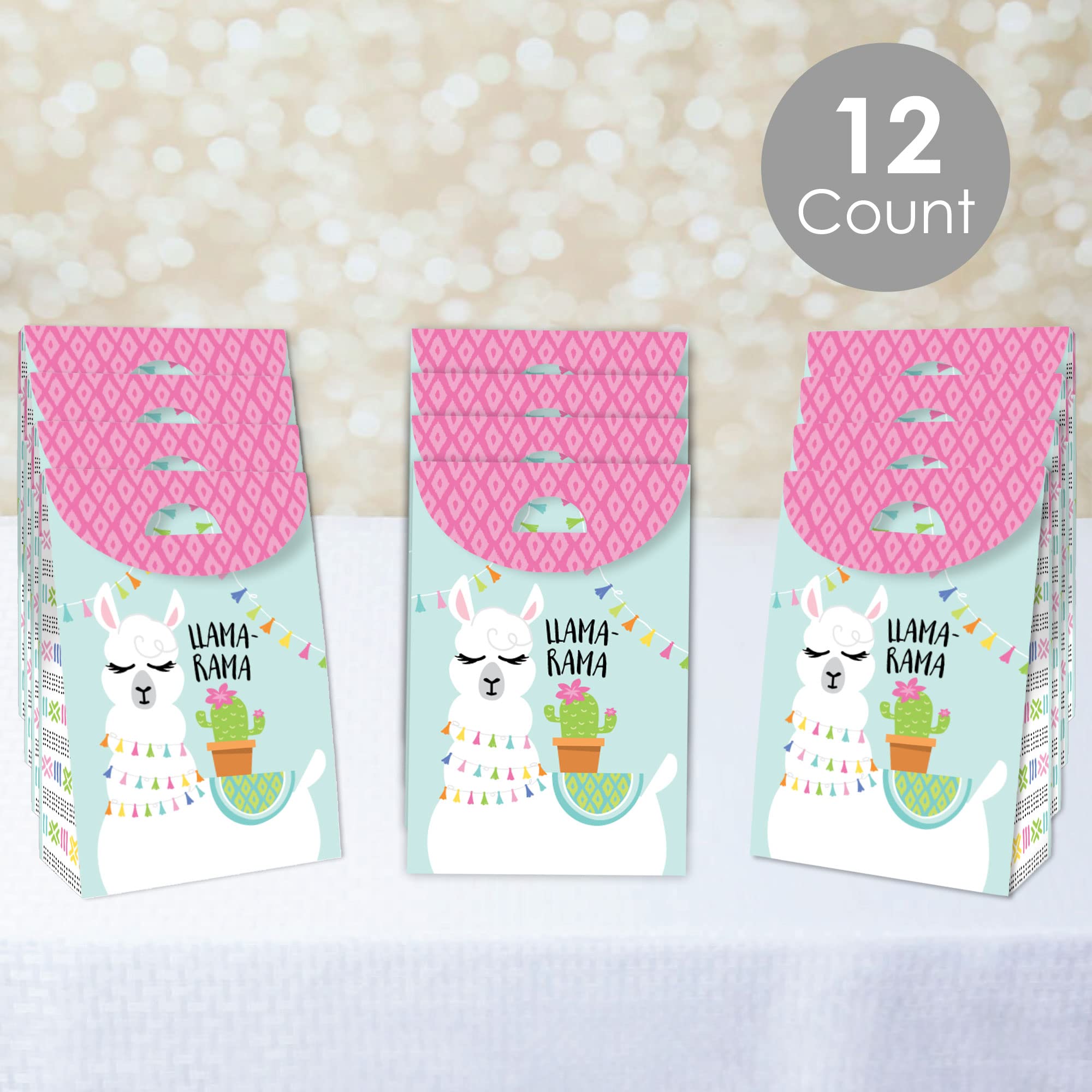 Big Dot Of Happiness Whole Llama Fun - Llama Fiesta Baby Shower Or Birthday Gift Favor Bag - Party Goodie Boxes - Set Of 12
