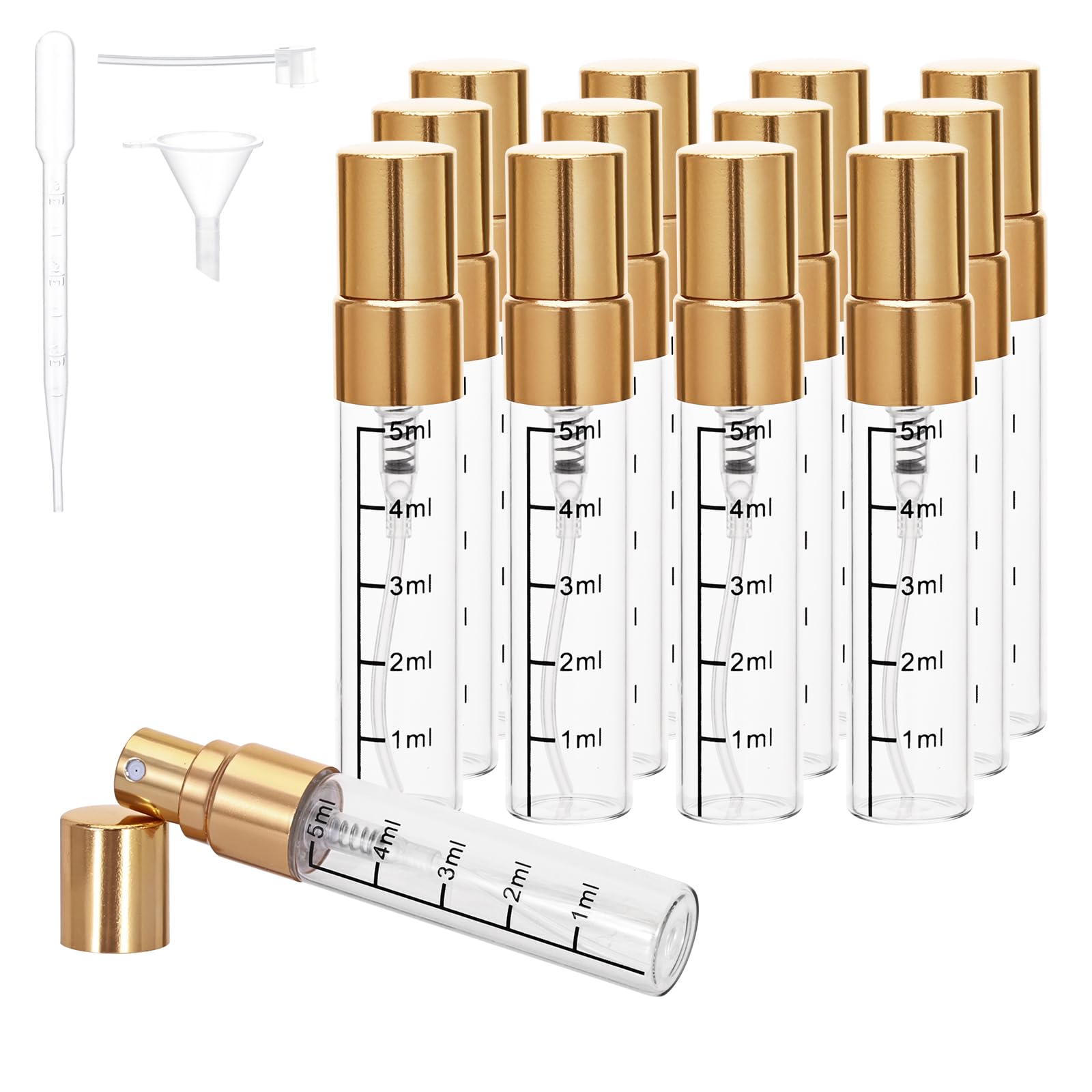 Beomeen 12Pcs 5Ml Clear Glass Perfume Travel Refillable Spray Bottles, Mini Perfume Bottle Empty, Portable Cologne Atomizer Spra