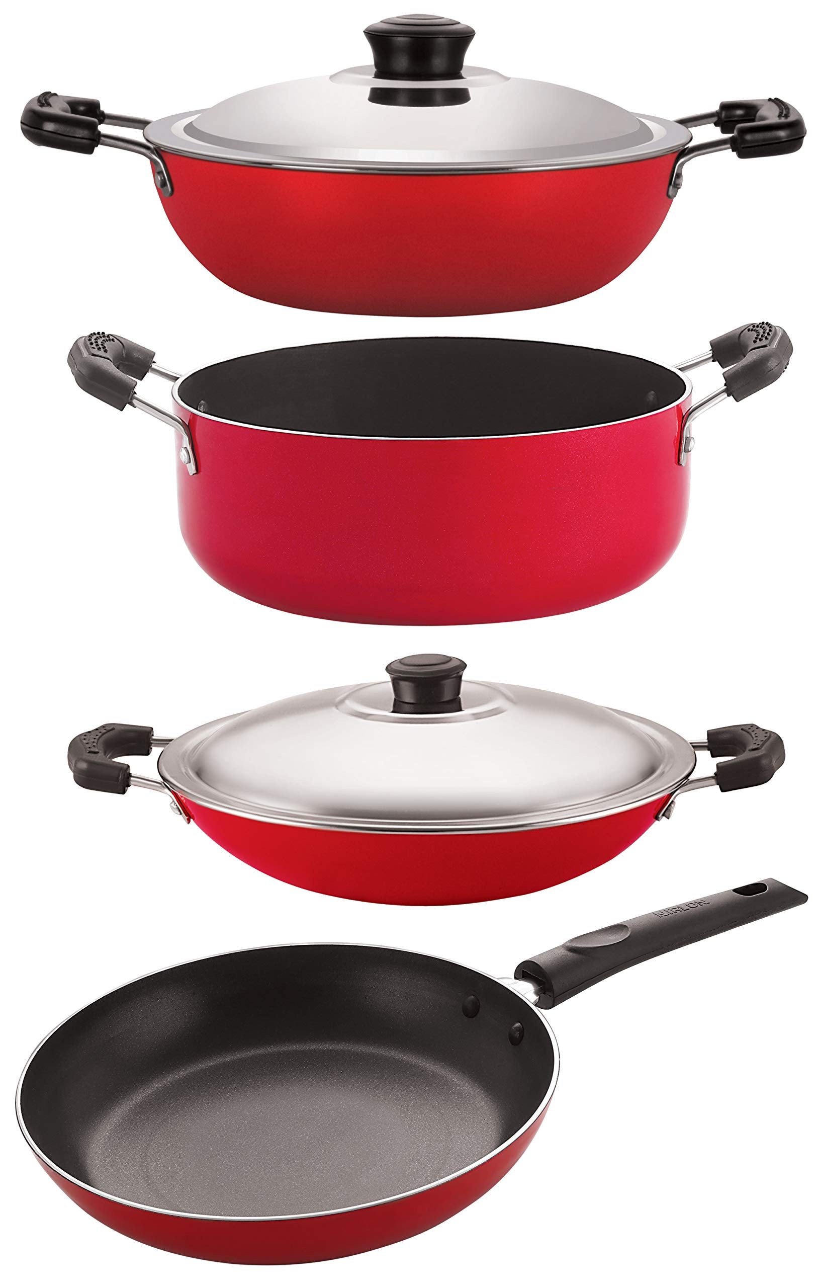 Nirlon Non Stick Cookware Set Of 4Pices Combo With Bakelight Handle (Dkd(B)_Tp22_Ac_Cs24)