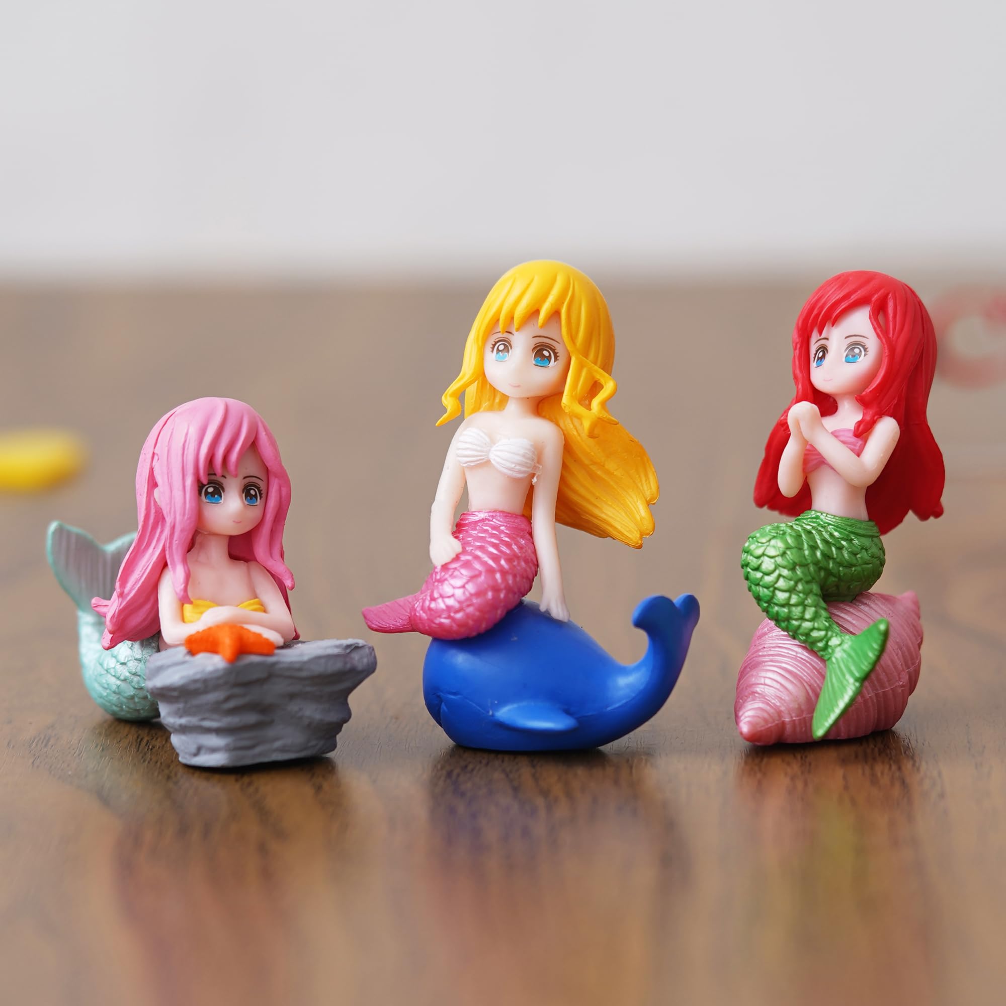 Ecraftindia Set Of 3 Little Cute Mermaid Doll Figurines Showpiece For Home Decor Miniature Toys Gifts For Girls Fish Tank Orname