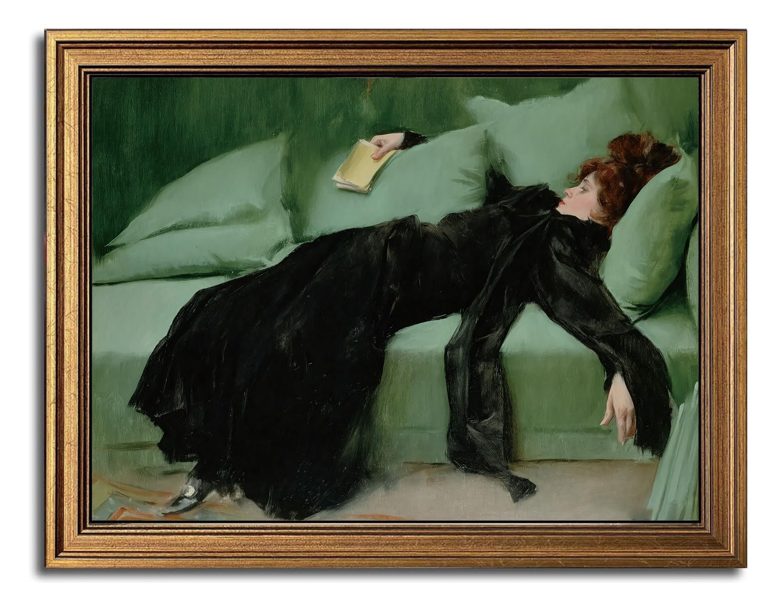 Gold Framed Wall Art Vintage Cnavas Wall Art Decadent Young Woman After The Dance Artwork Prints Picture For Living Room Bedroom