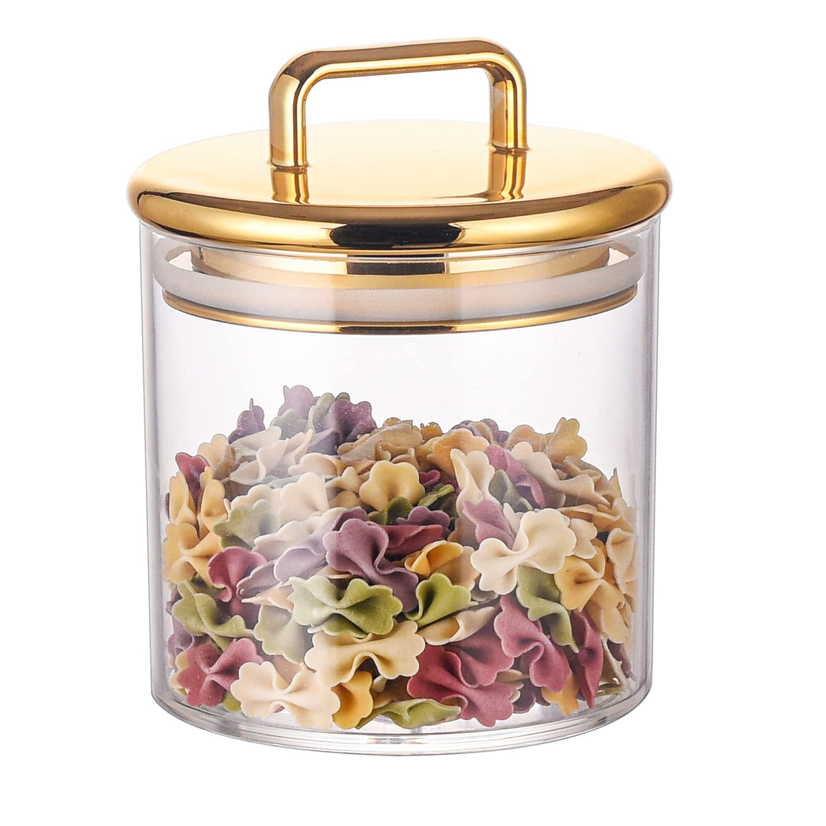 16 Oz Small Acrylic Storage Apothecary Jar With Gold Airtight Lid | Bathroom Vanity Organizer Containers | Ideal Decorative Cani