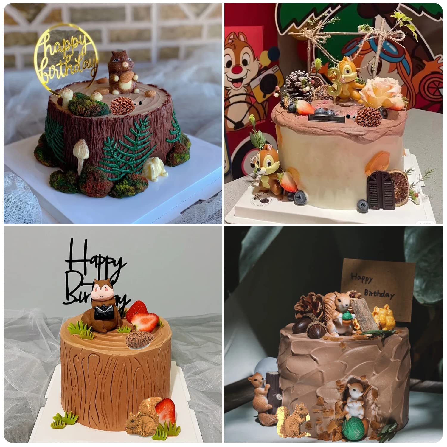 Zixiang Forest Animal Silicone Mold Squirrel Pine Cones Fondant Mold Hedgehog Stump Tree Trunk Candy Molds For Cake Decorating C