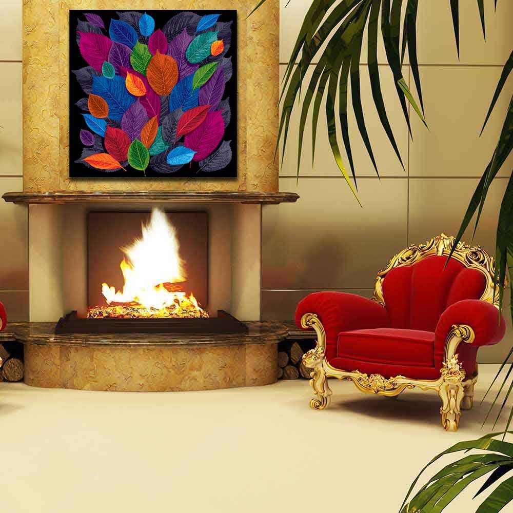 Pitaara Box Dark Autumn Leaves | Peel & Stick Vinyl Wall Sticker For Bedroom & Living Room | 16 X 16 Inch (41 X 41 Cms)