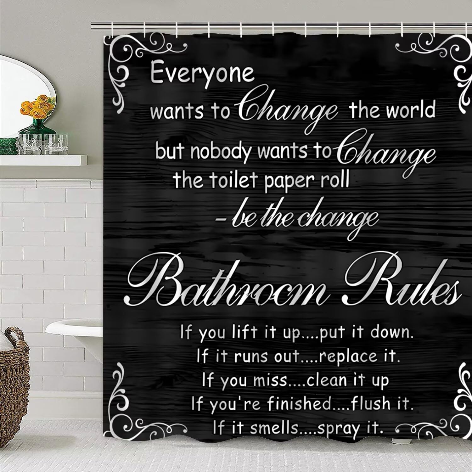 Azhm Black Spellbook Shower Curtain Set Home Bathroom Set With Shower Curtain And Rugs And Accessories Bathroom Decor Curtain Wi