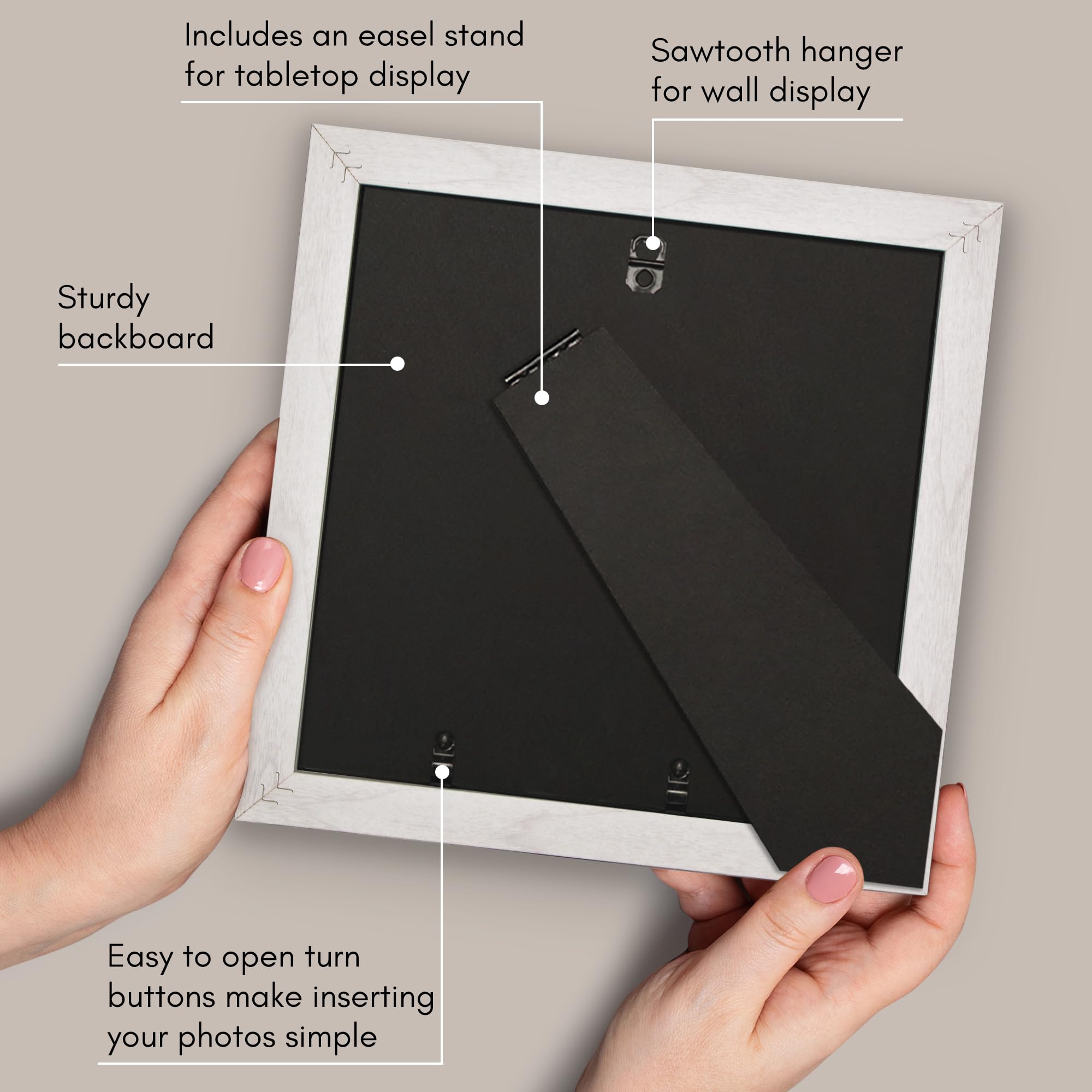 Americanflat 9x9 Picture Frame with Shatter-Resistant Glass - Use as 6x6 Frame with Mat or Display 9x9 Photo Without Mat - Hudso